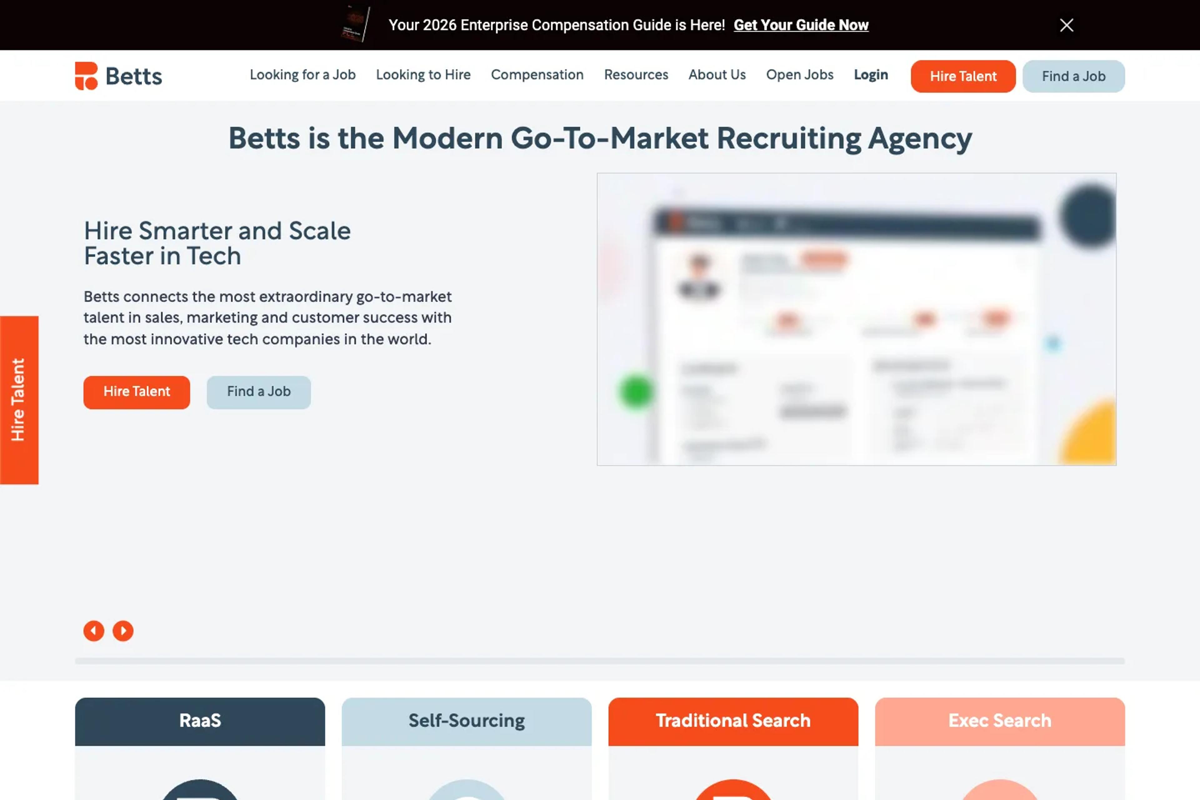 Betts Recruiting website homepage