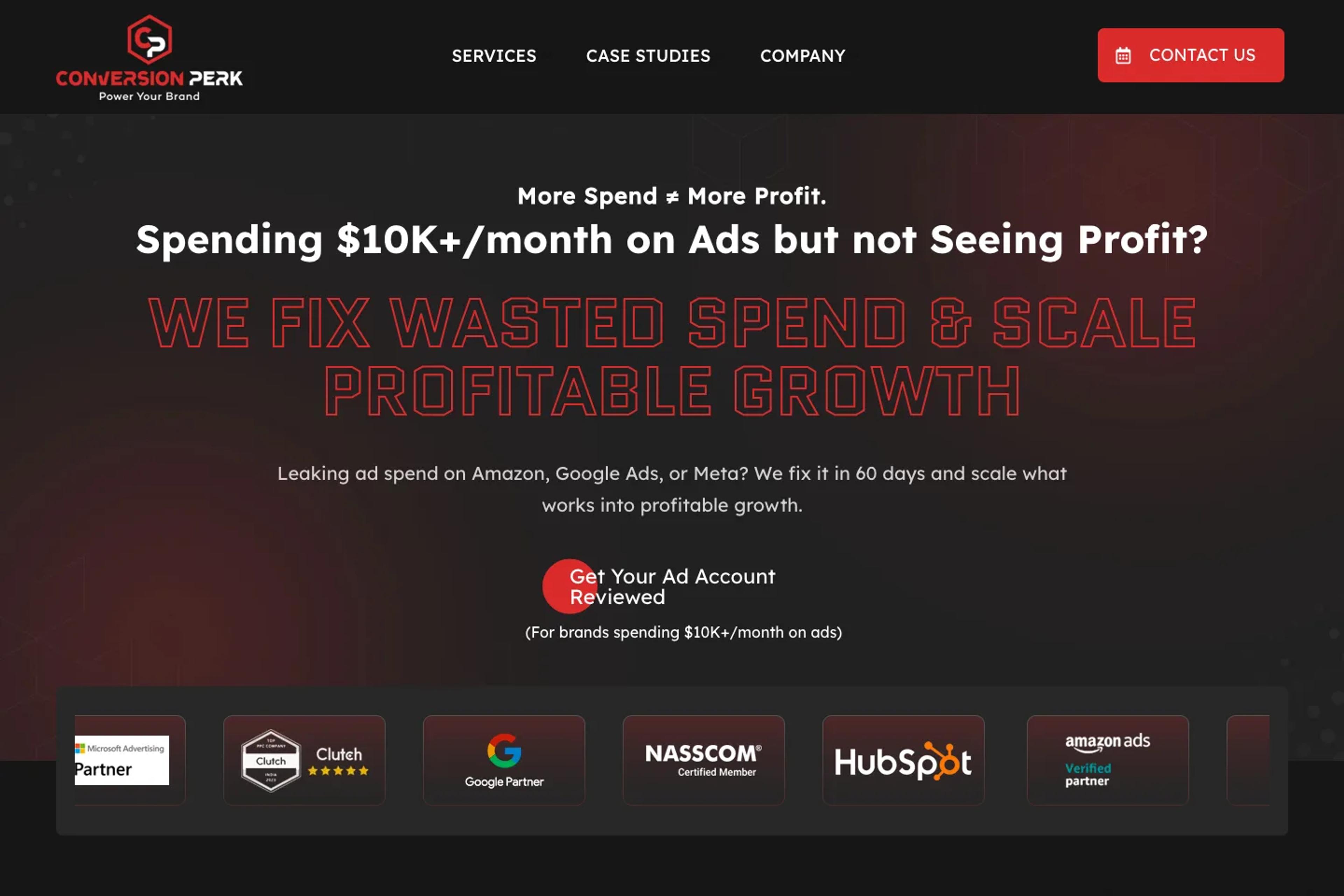 Conversion Perk website homepage