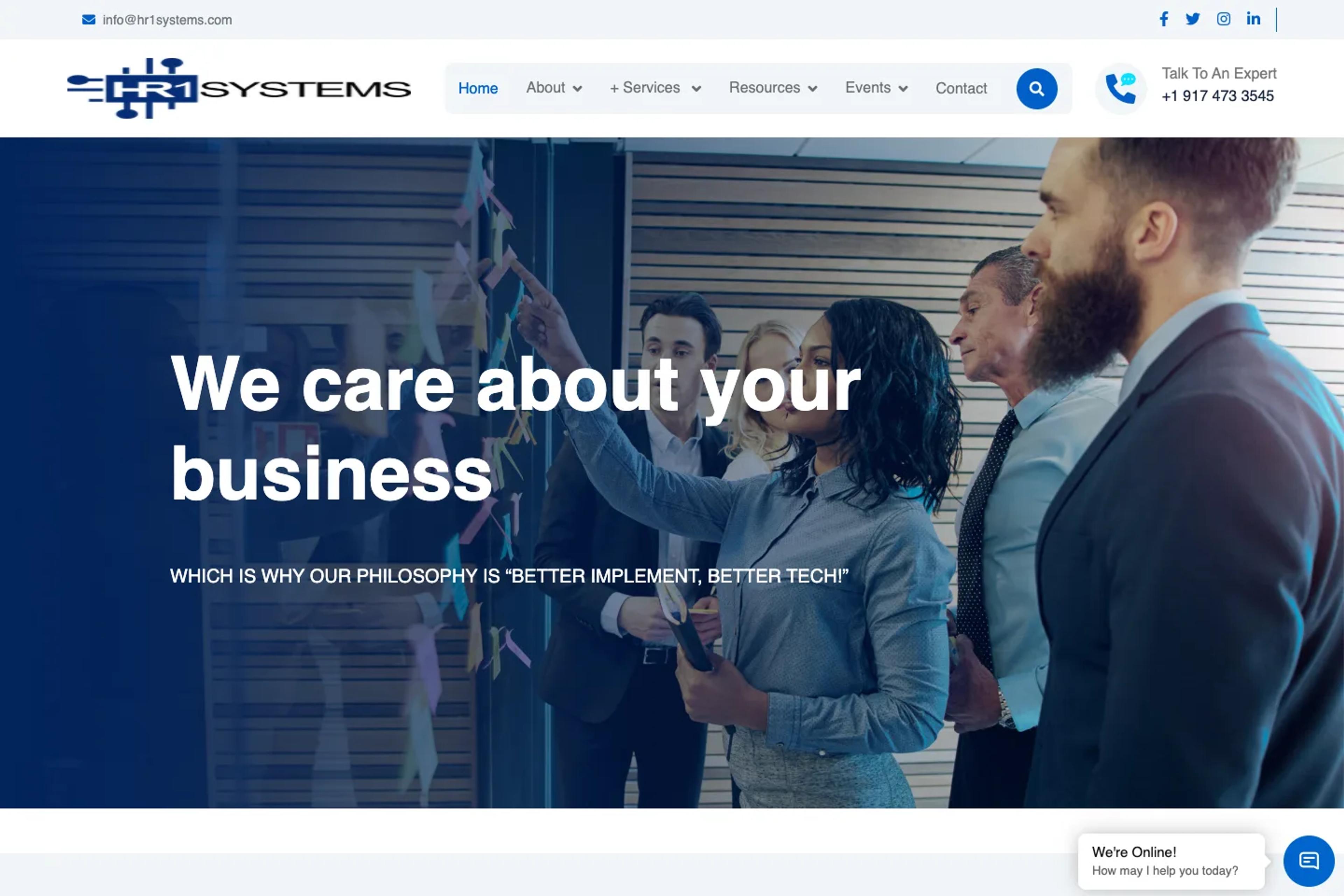 HR1 Systems website homepage