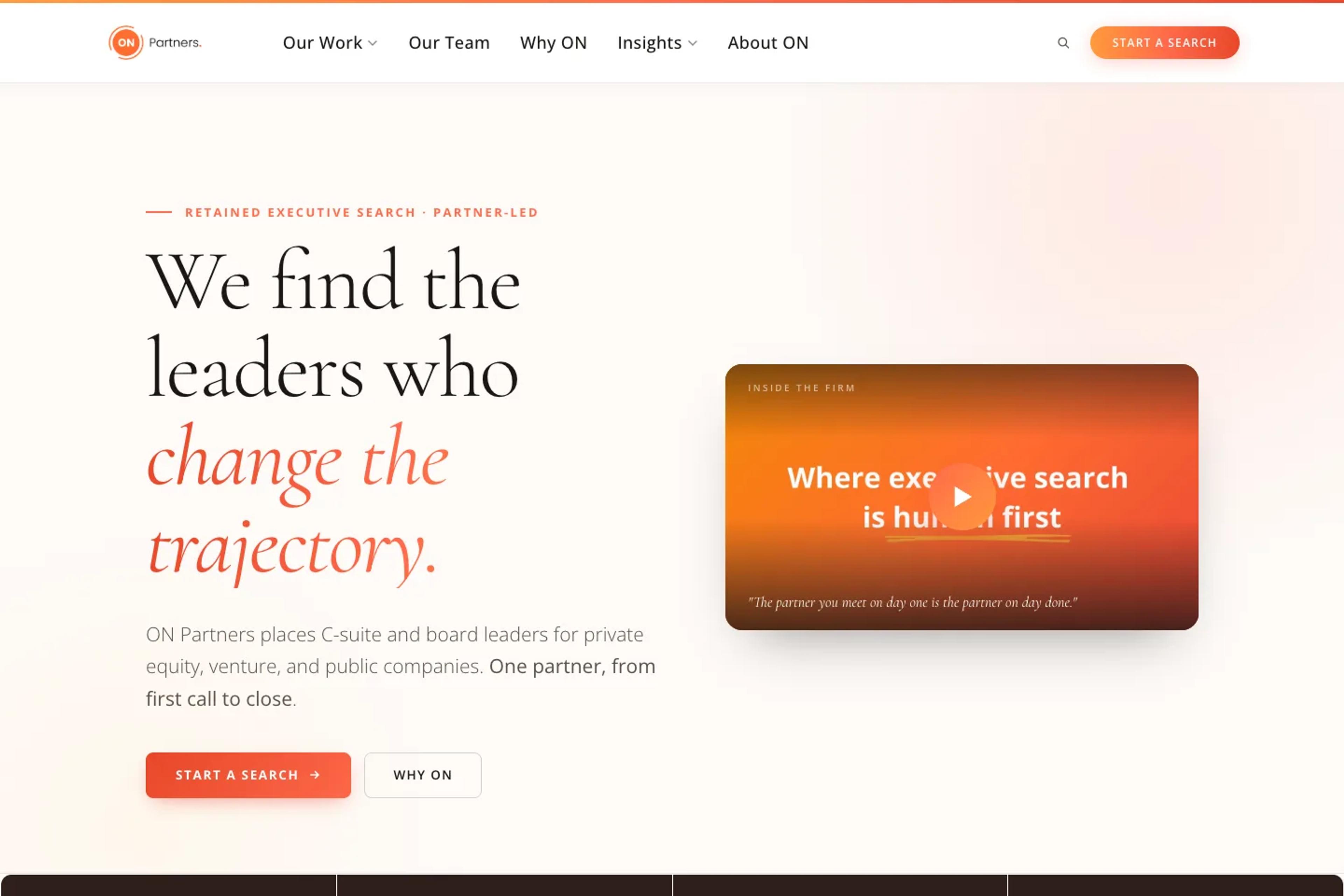 ON Partners website homepage