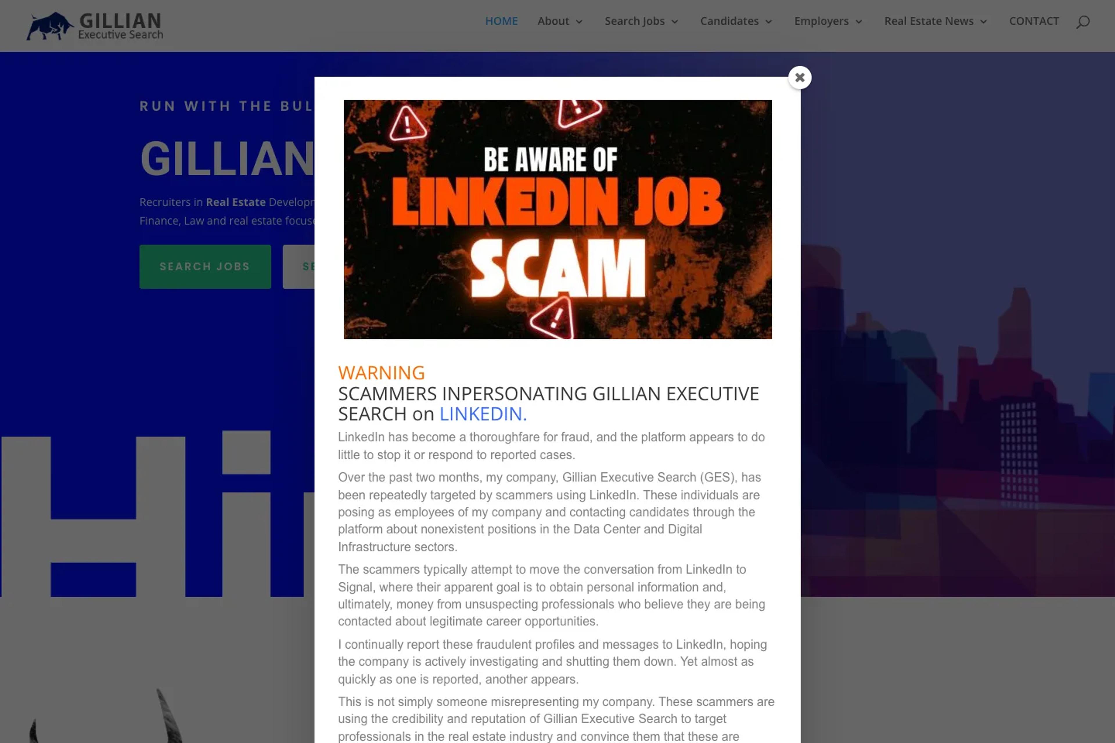 Gillian Executive Search website homepage
