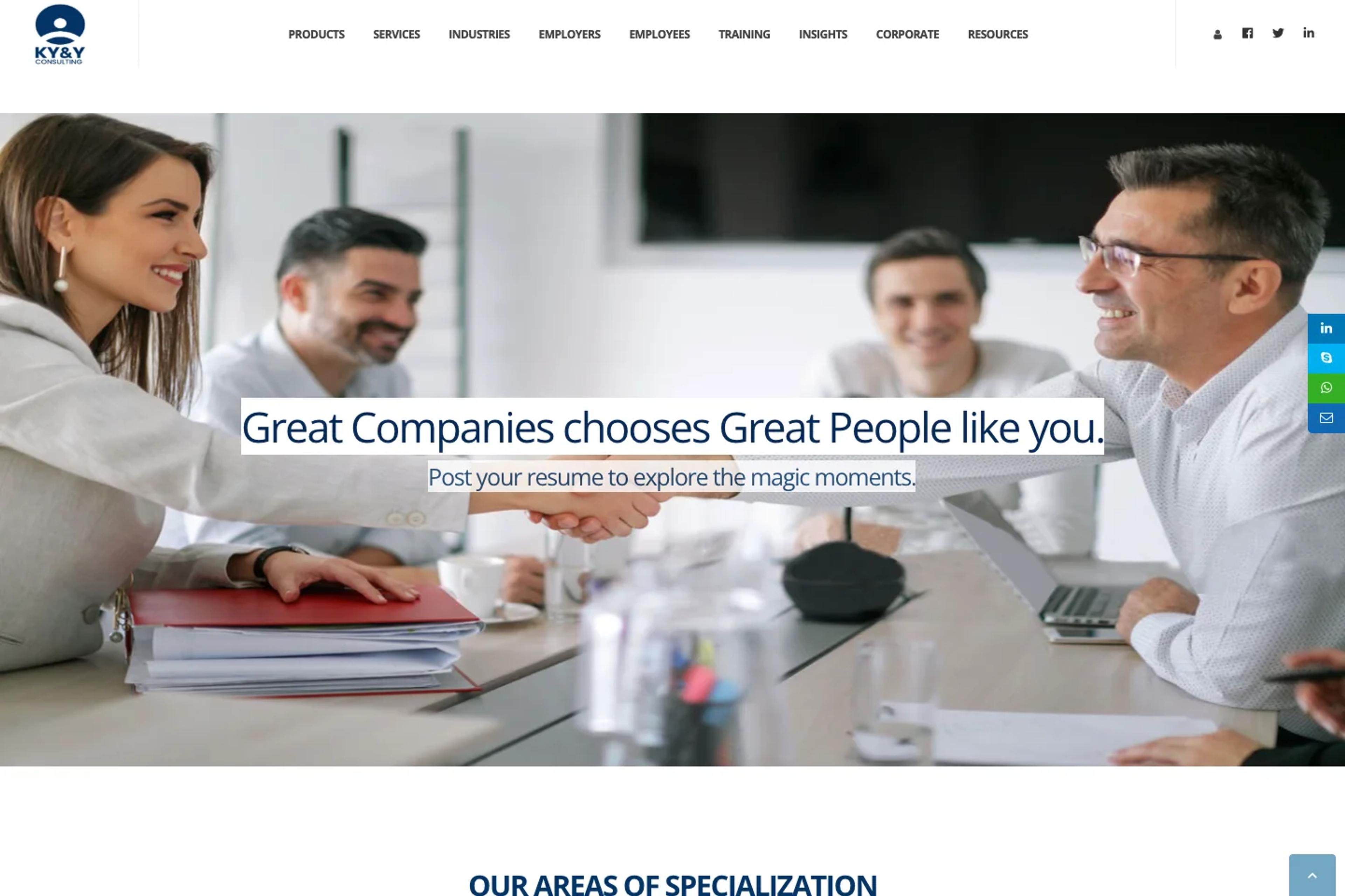 KY&Y Consulting website homepage