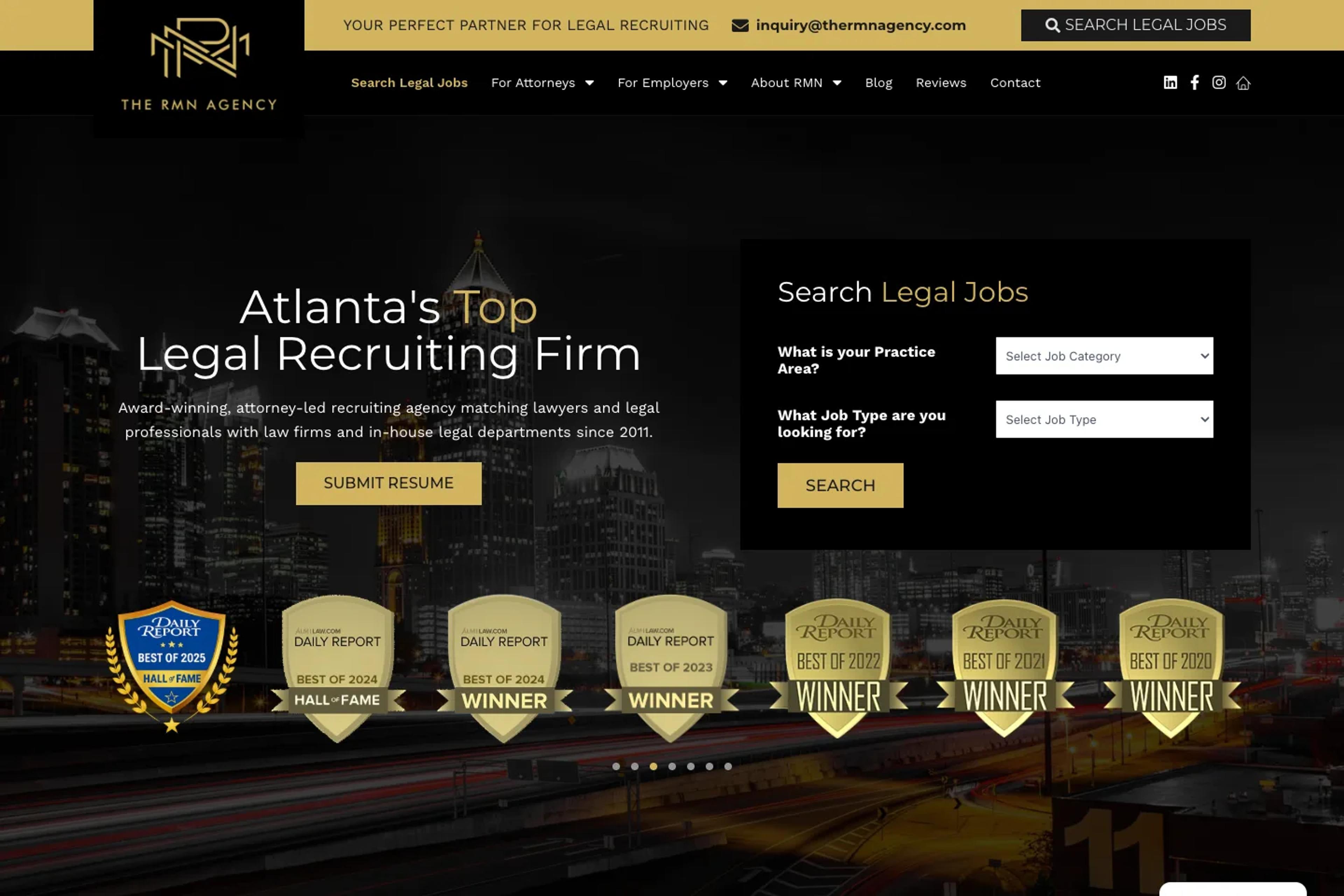 The RMN Agency website homepage