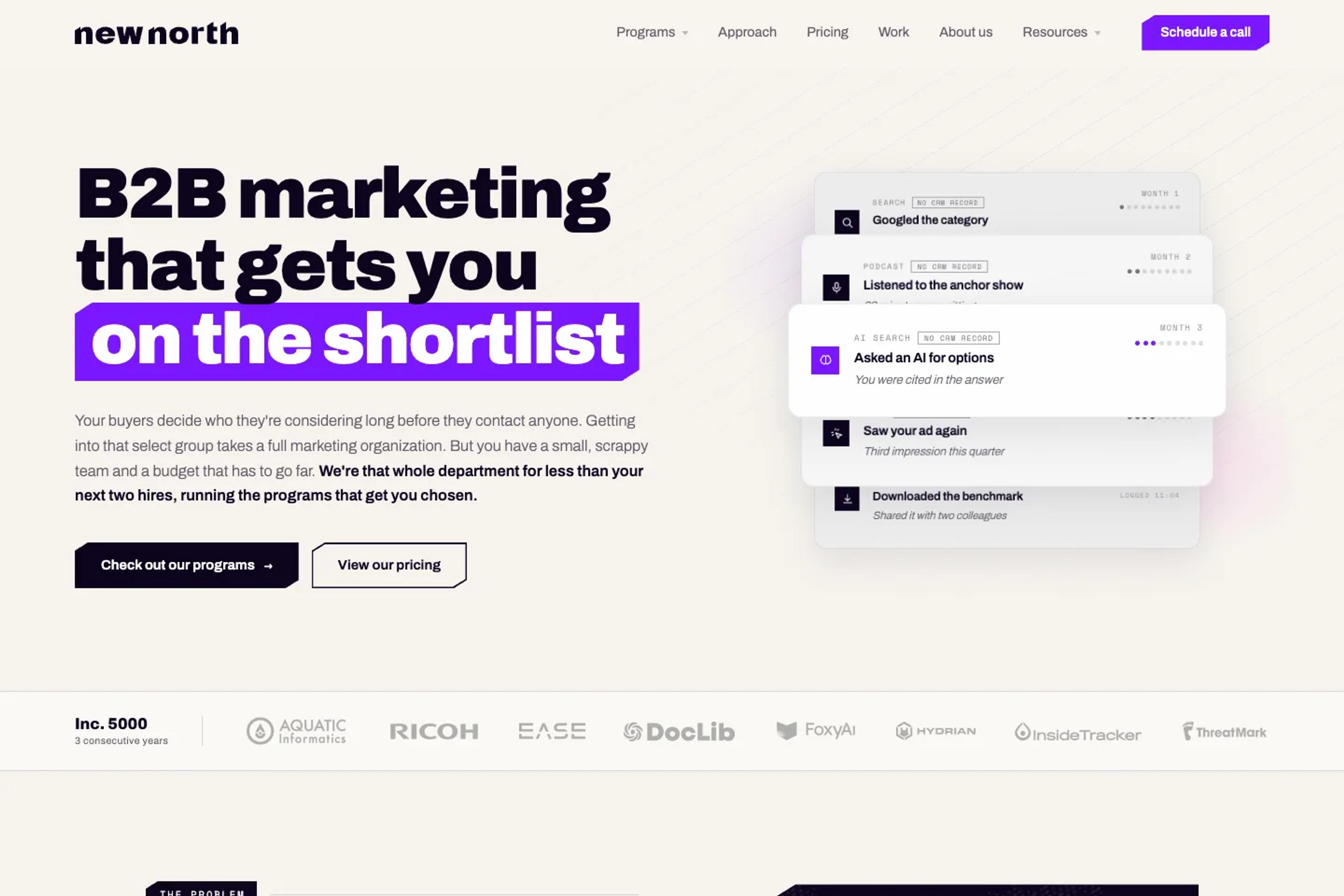 New North website homepage