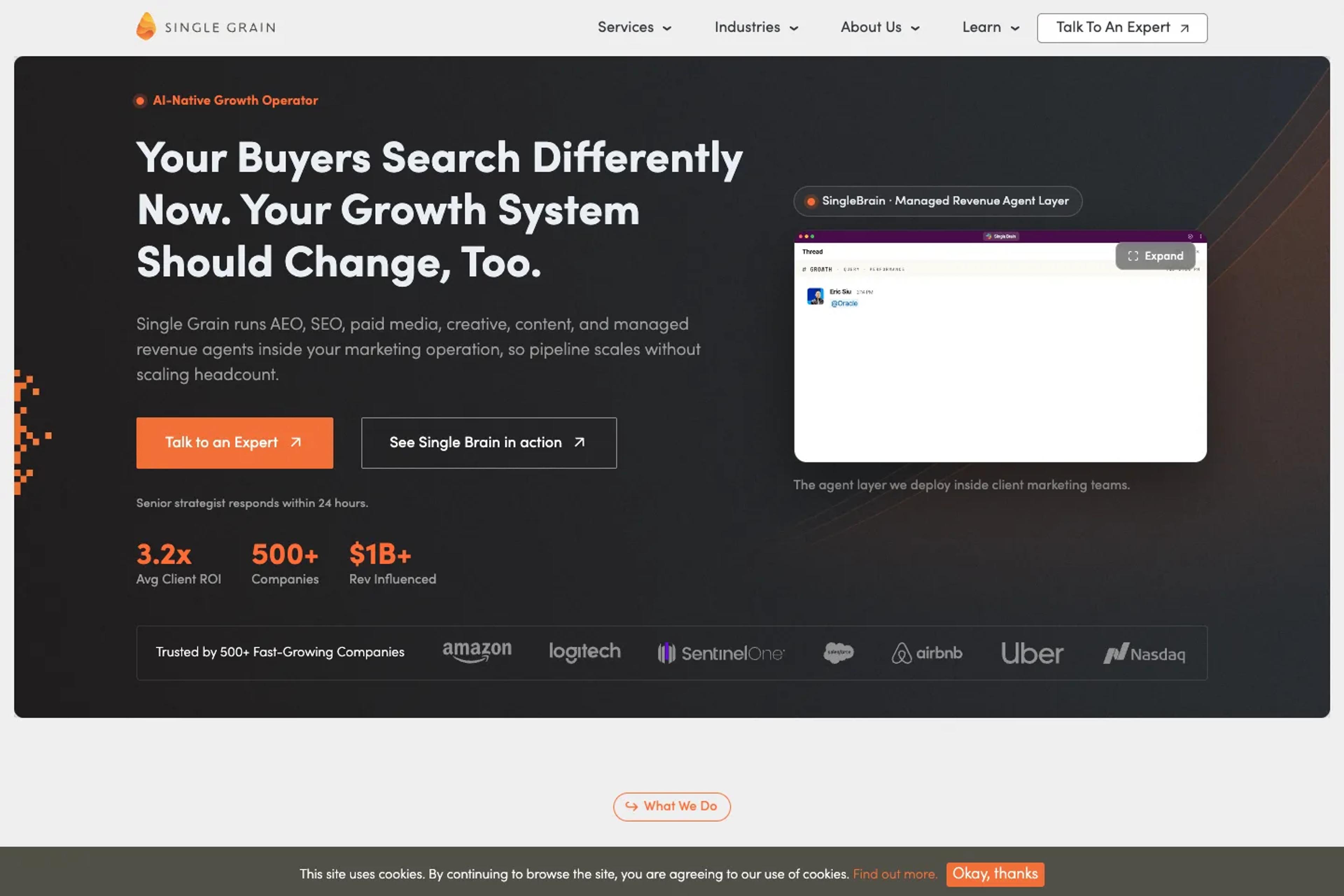 Single Grain website homepage