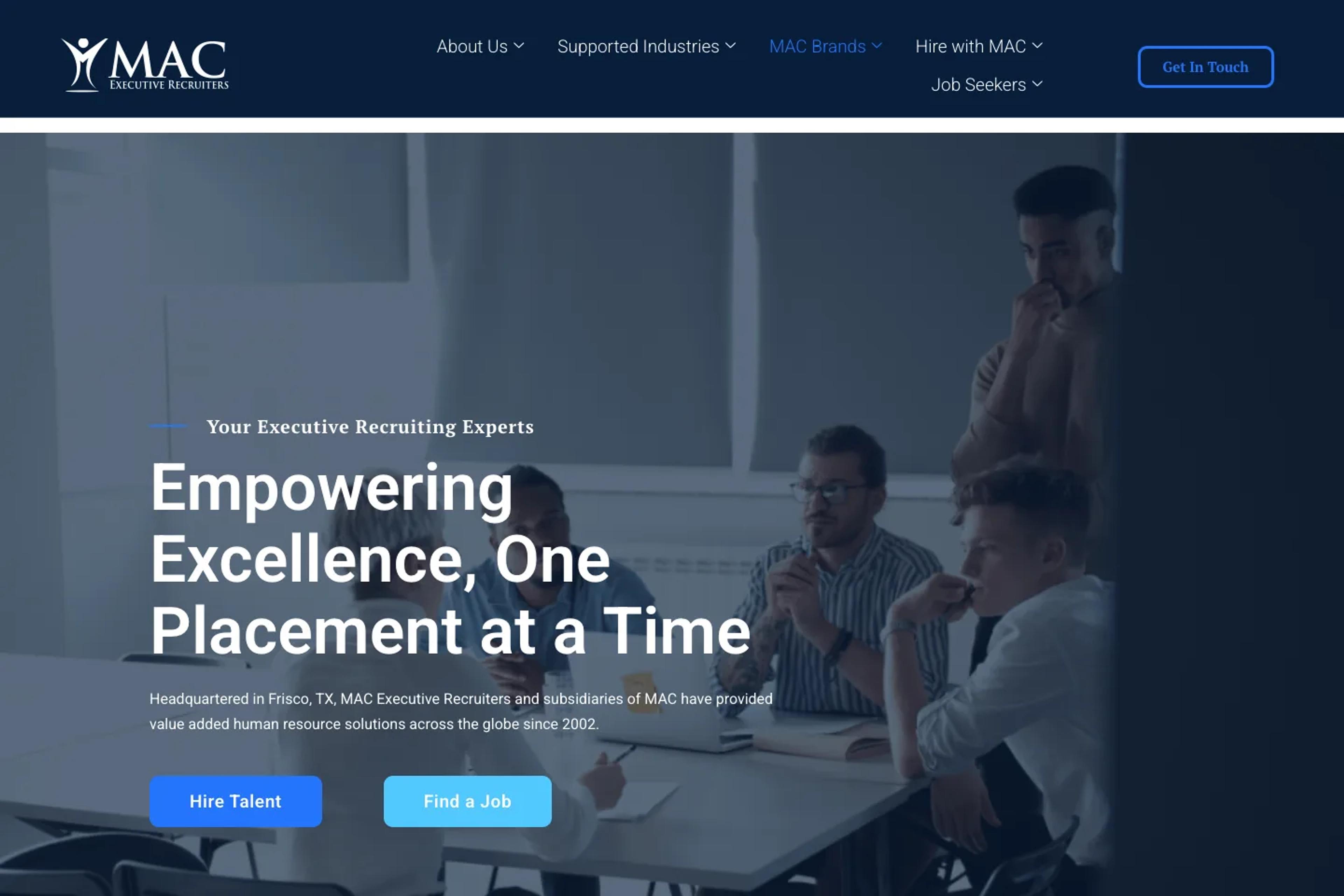 MAC Executive Recruiters website homepage