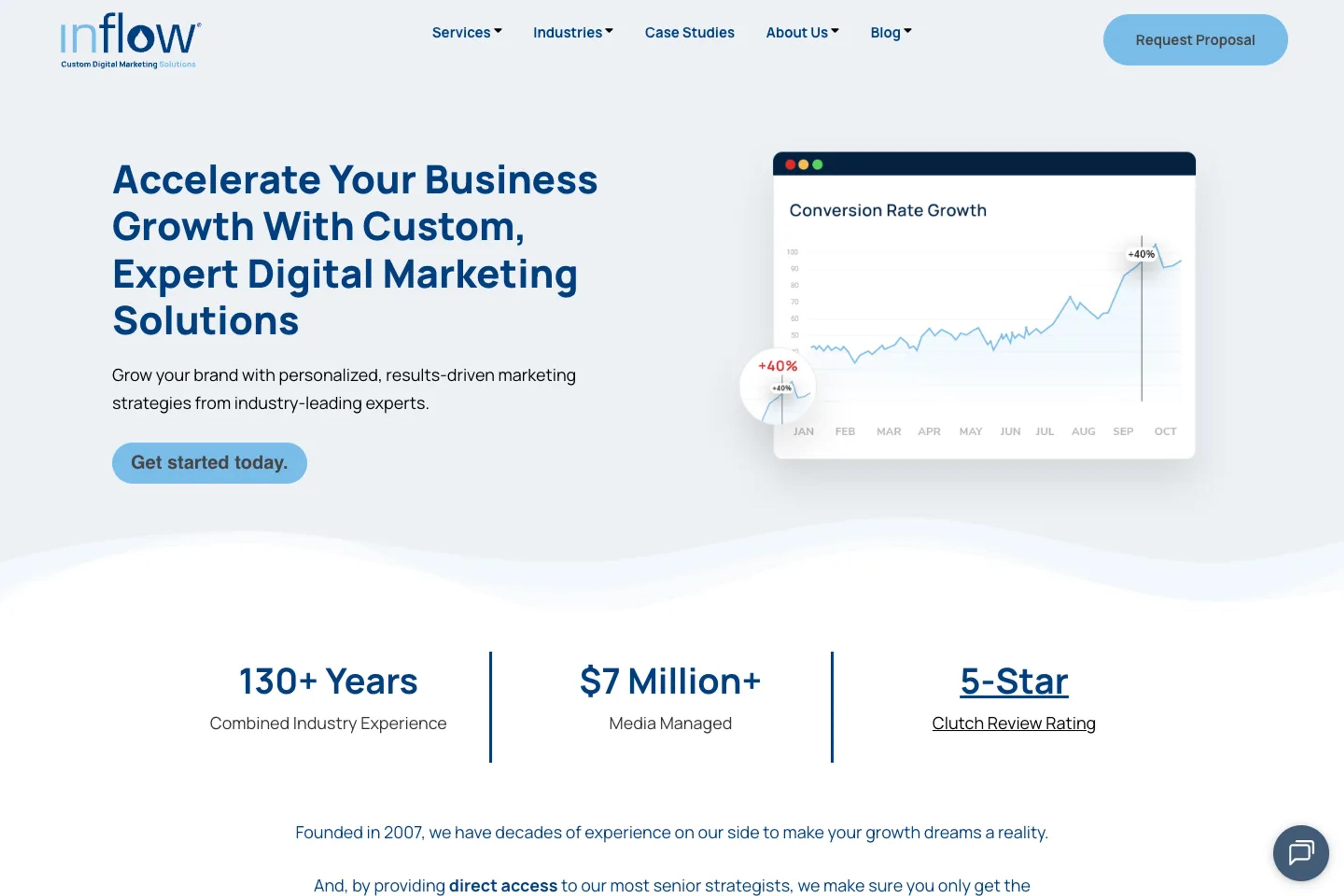 Inflow website homepage