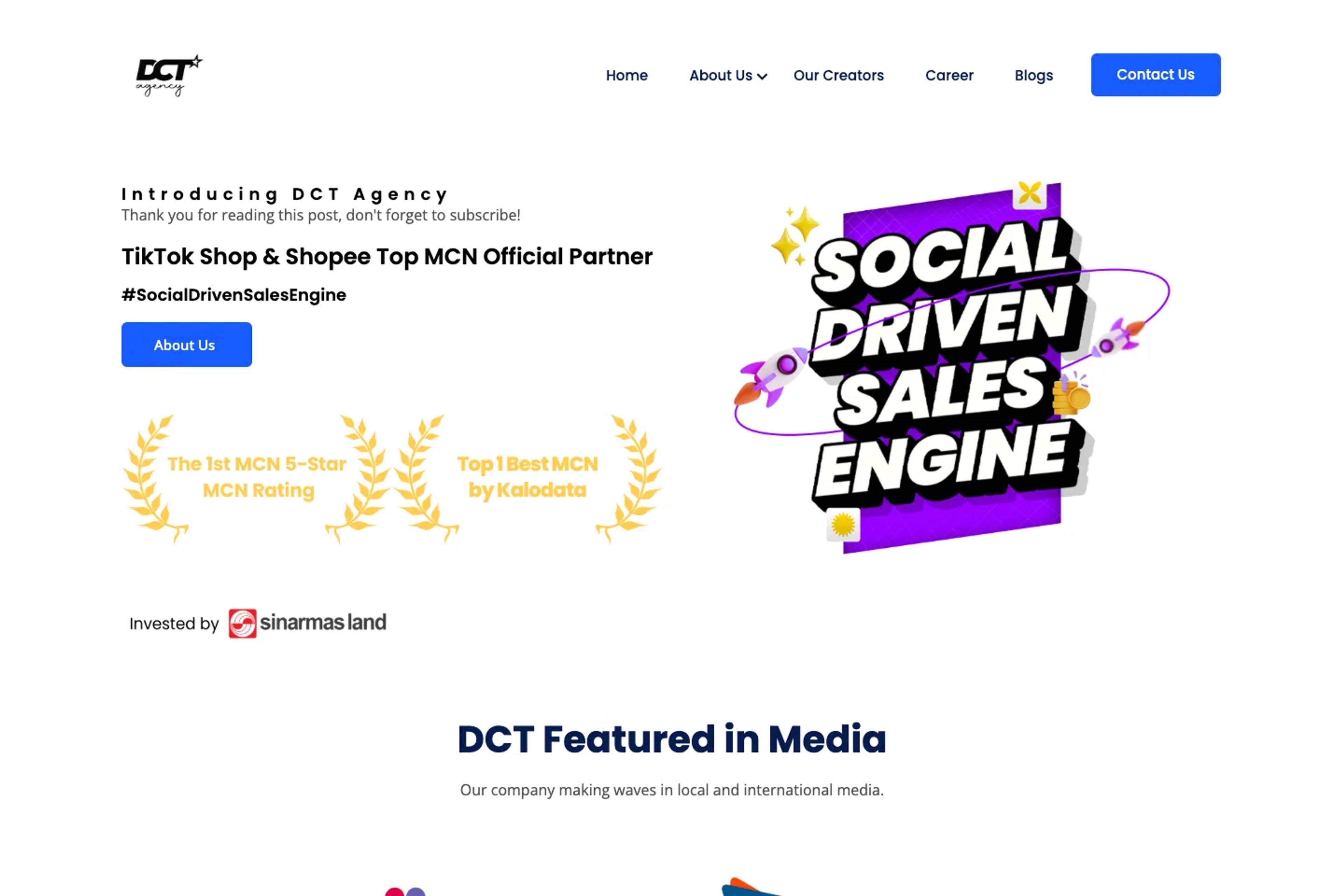 DCT Agency website homepage