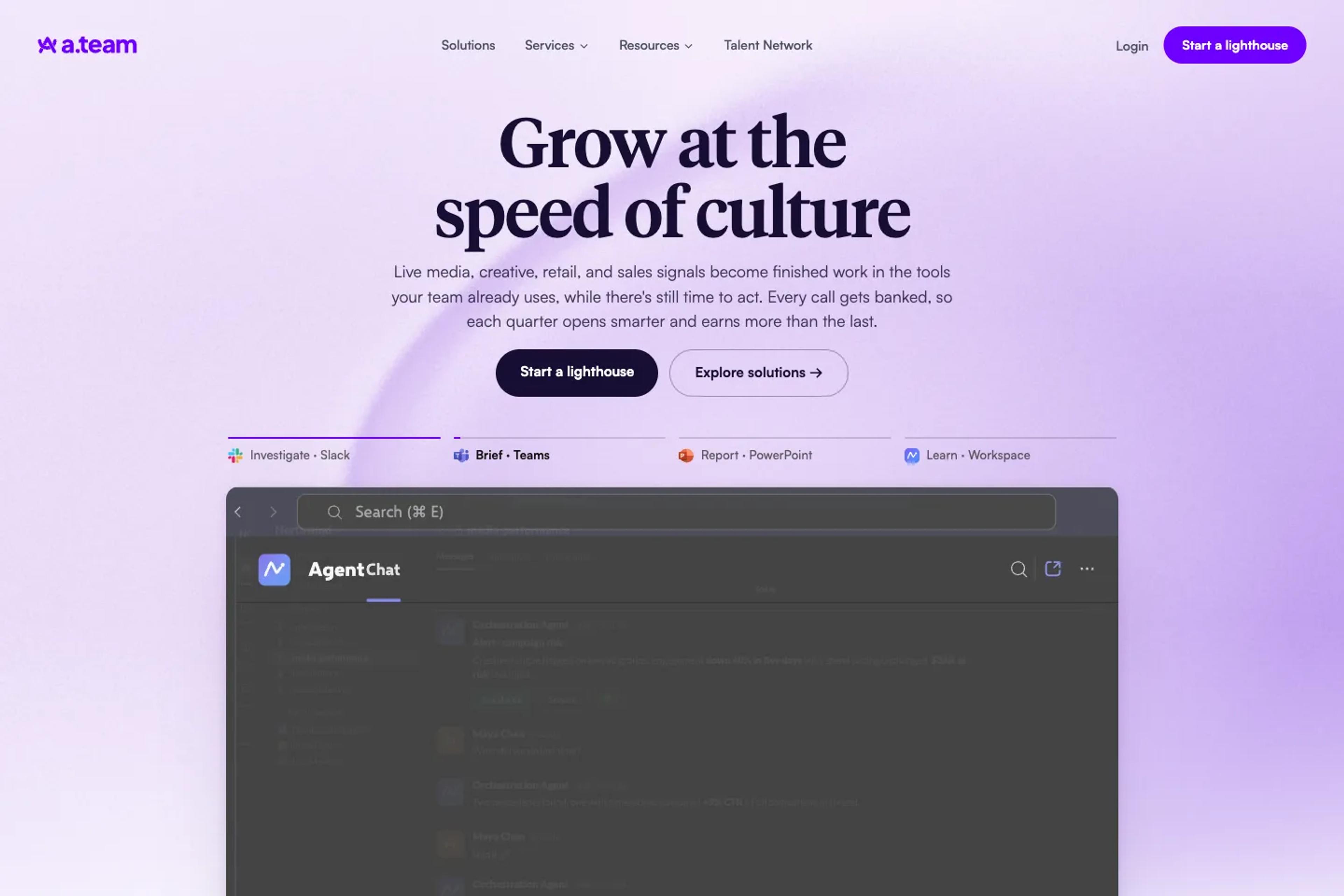 A.Team website homepage
