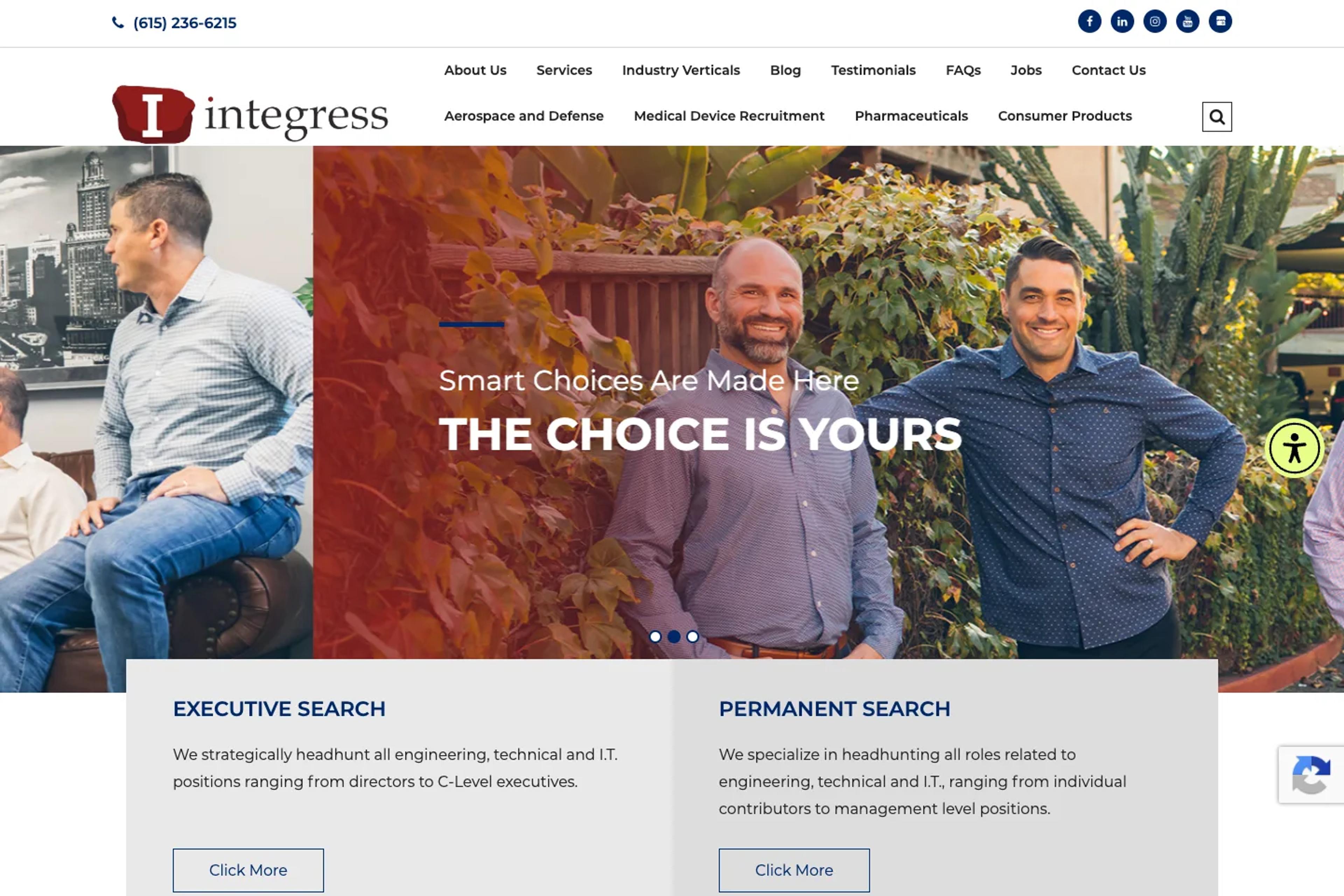 Integress website homepage