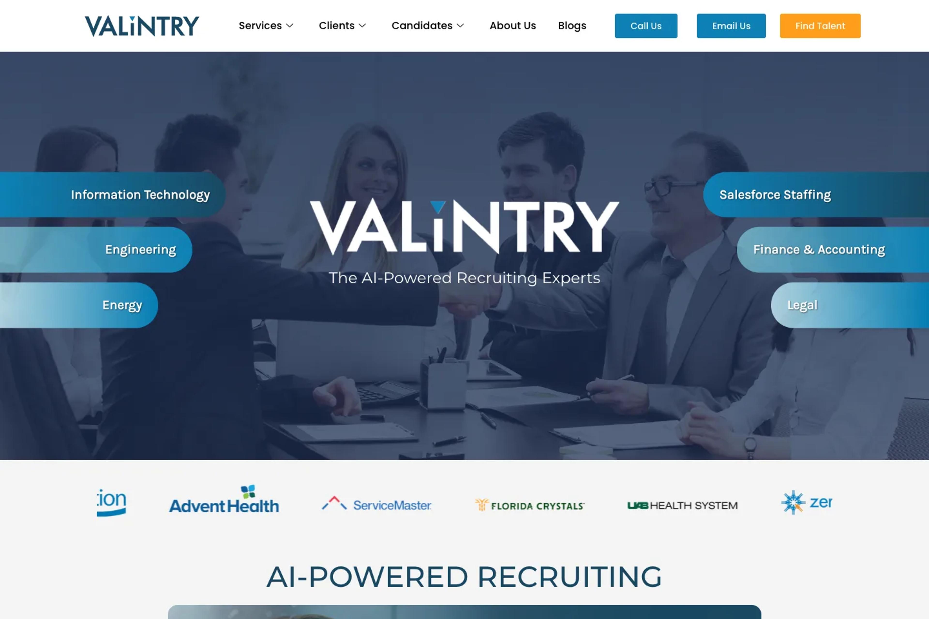VALiNTRY website homepage