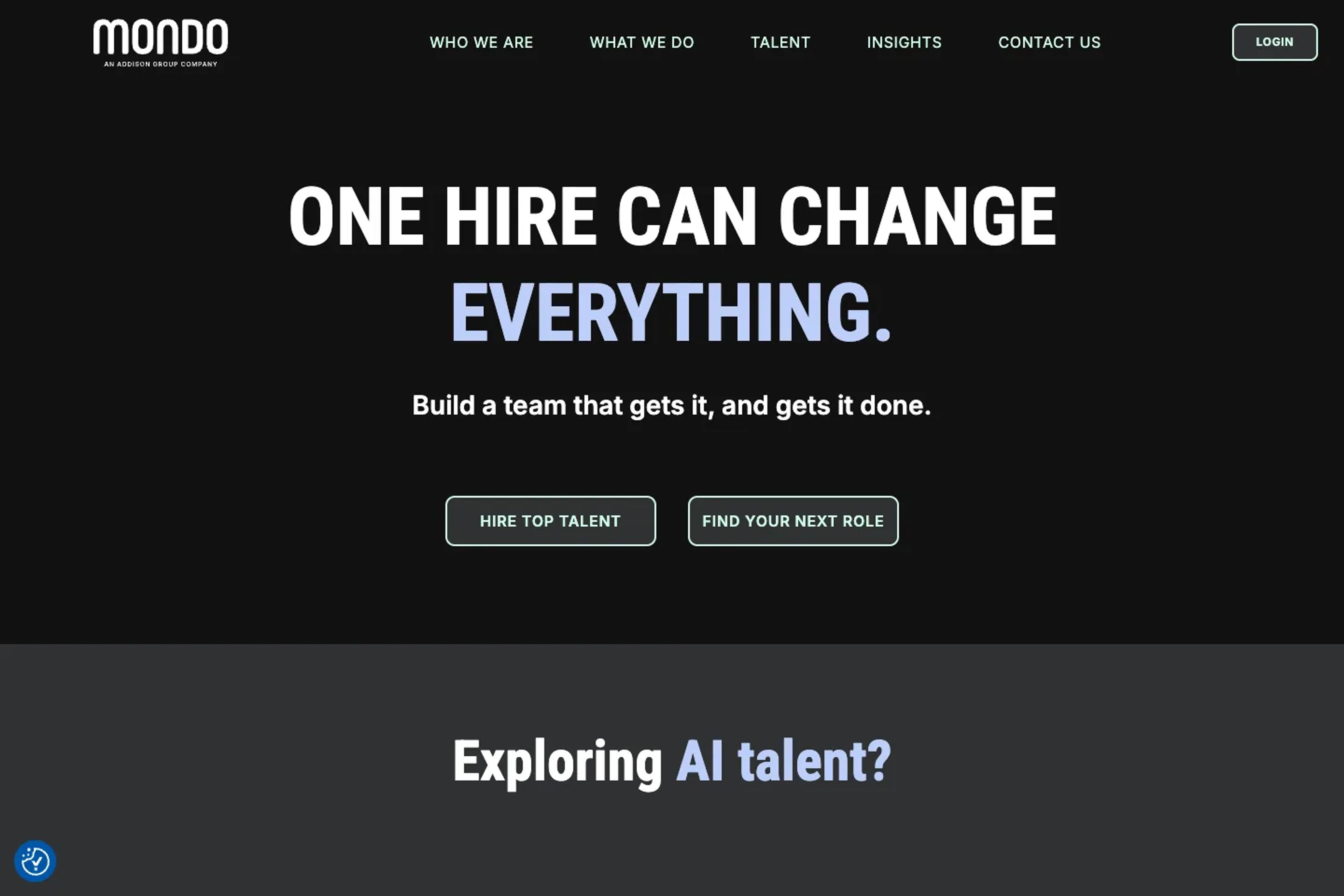 Mondo website homepage