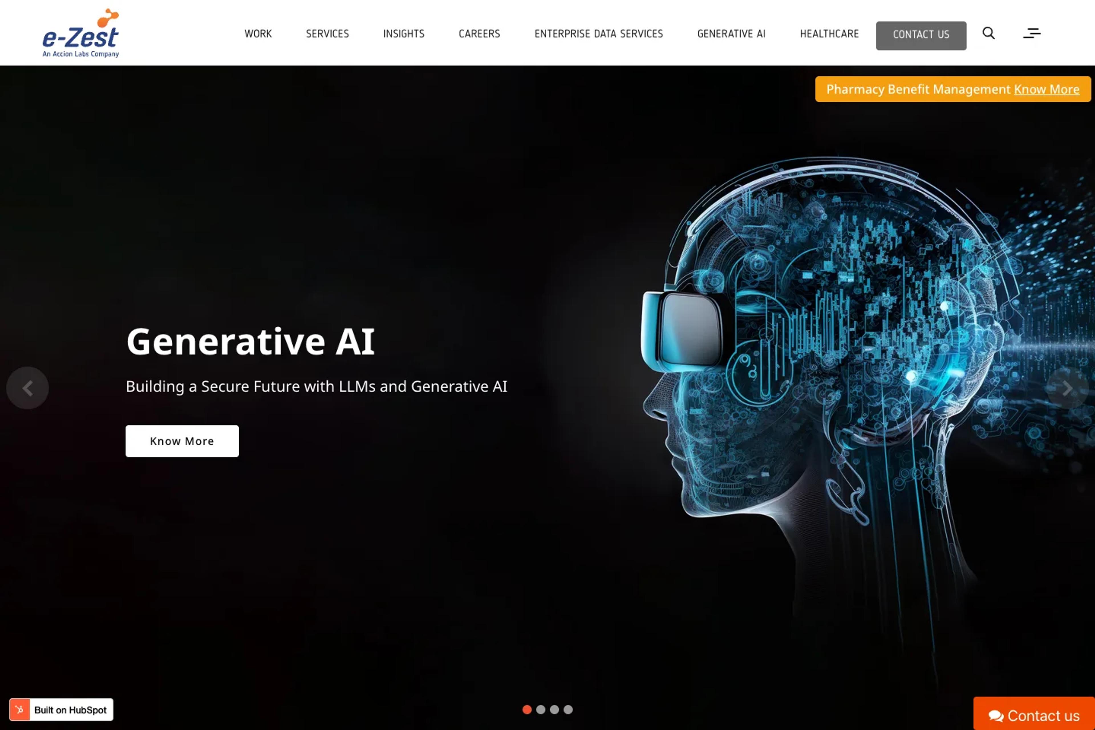 e-Zest website homepage
