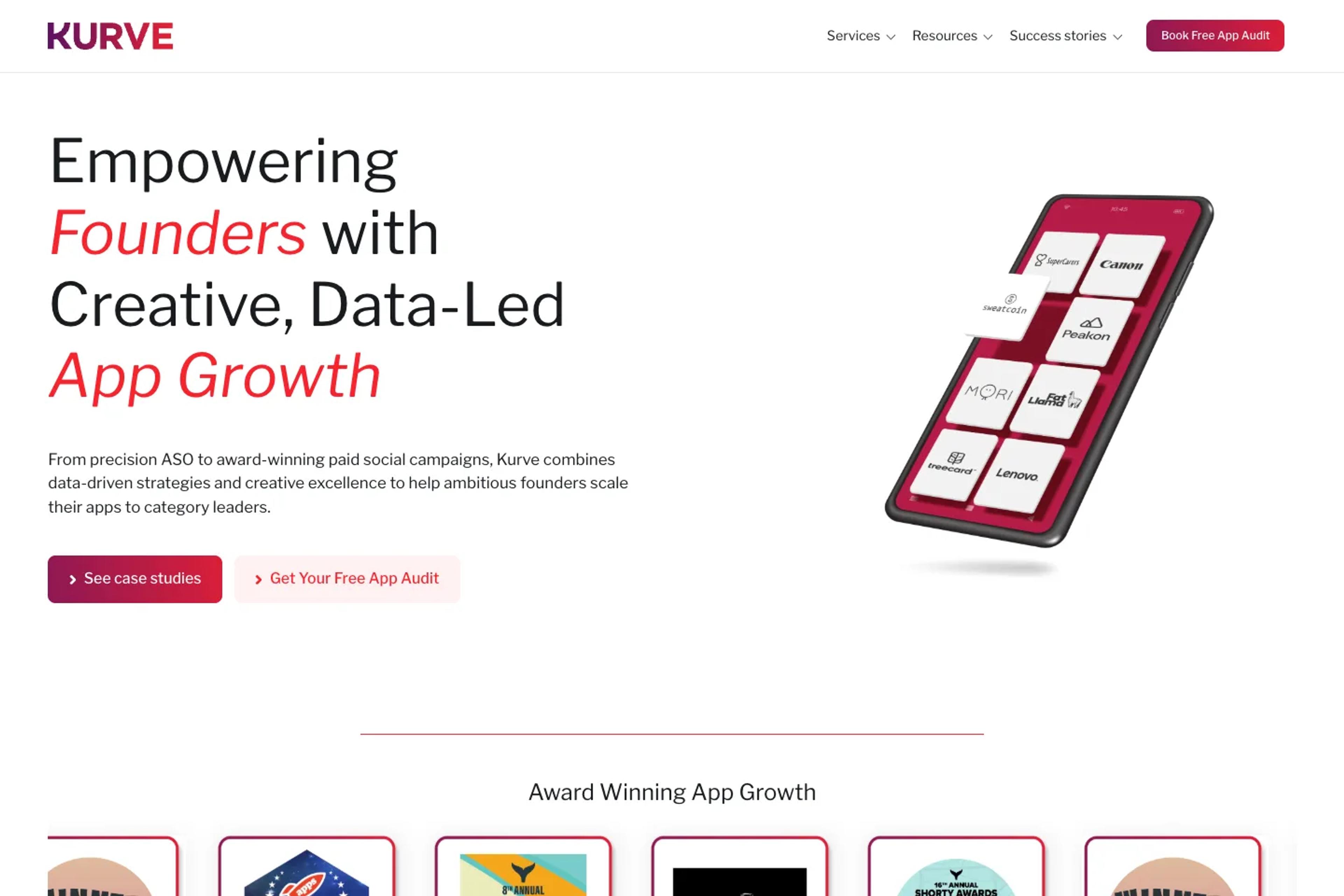 Kurve website homepage