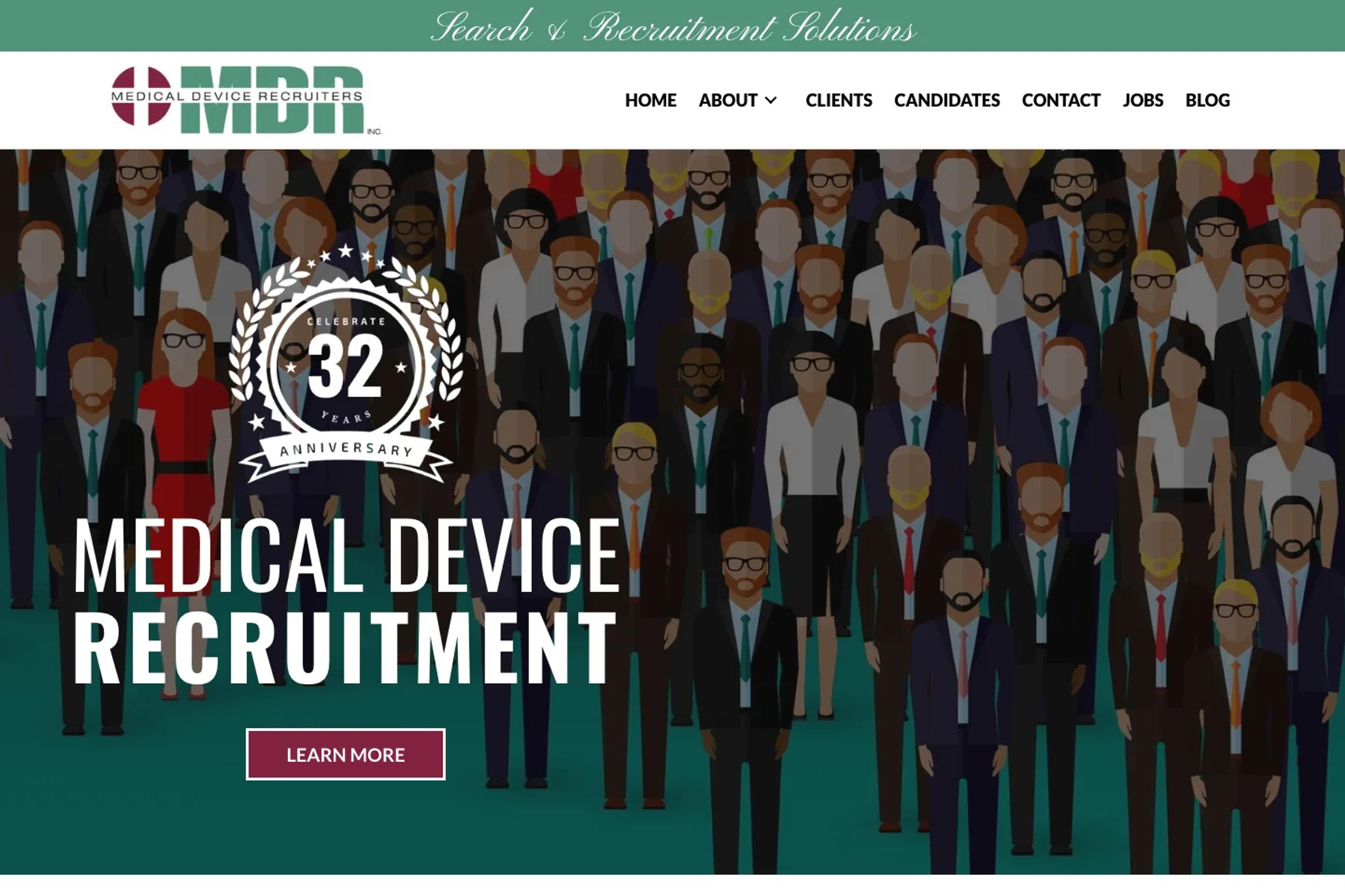 Medical Device Recruiters website homepage
