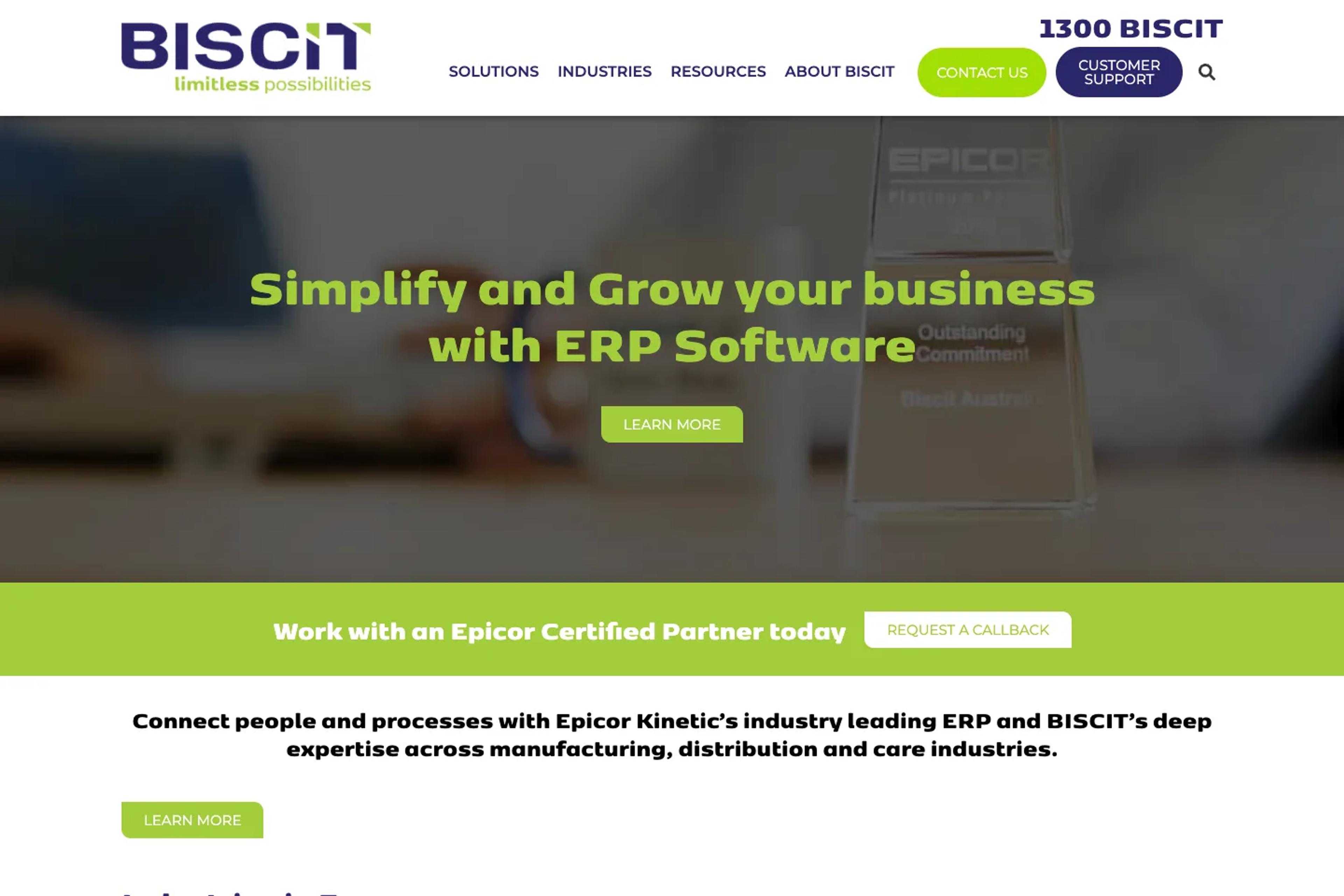 Biscit website homepage