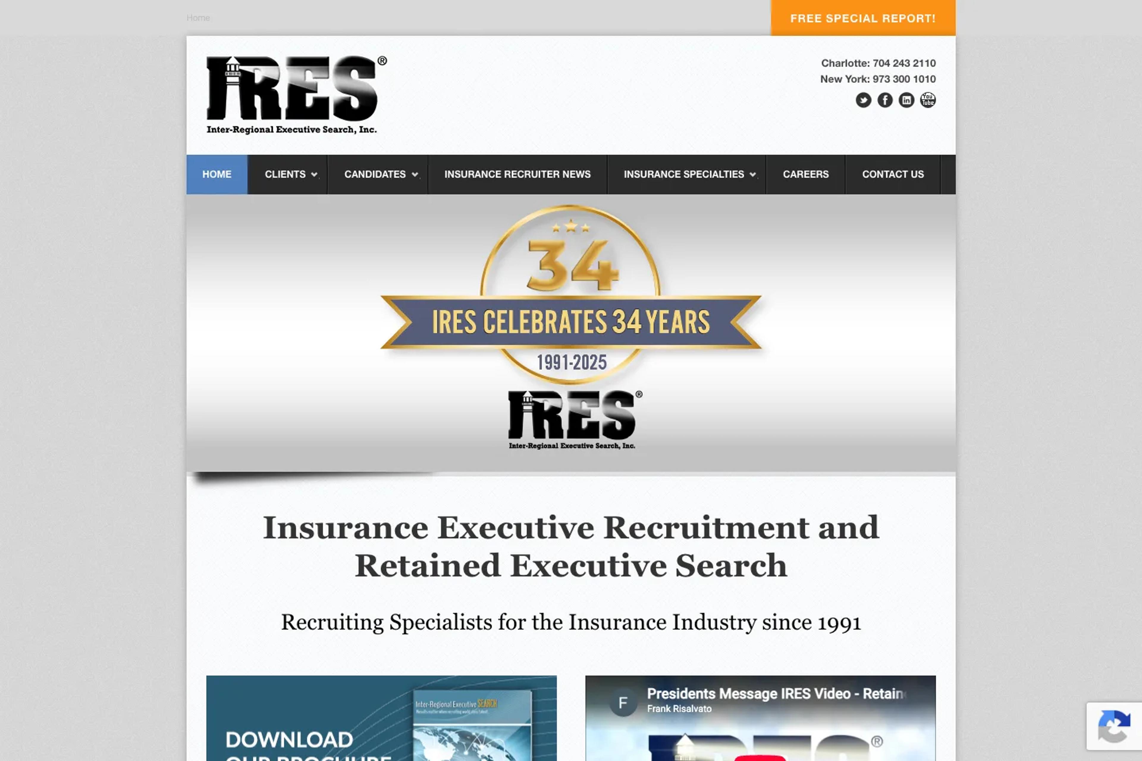 IRES website homepage
