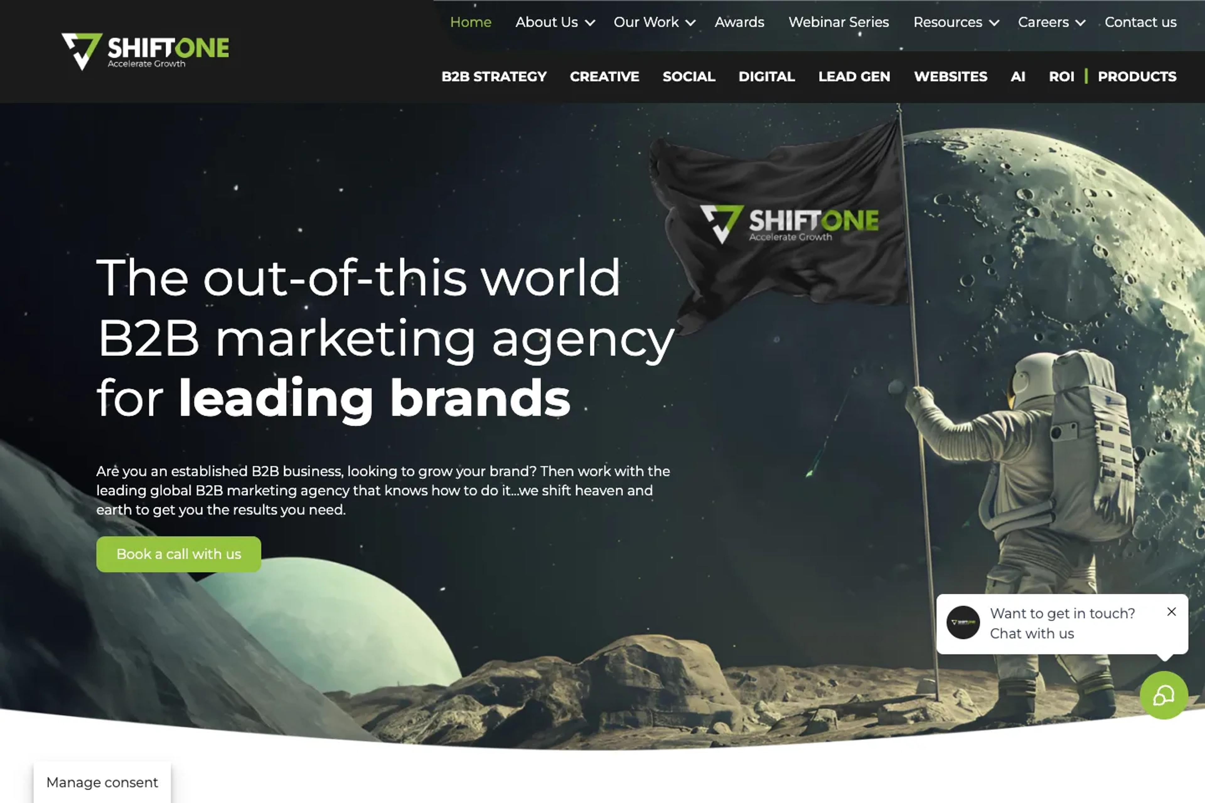 Shift ONE Digital website homepage