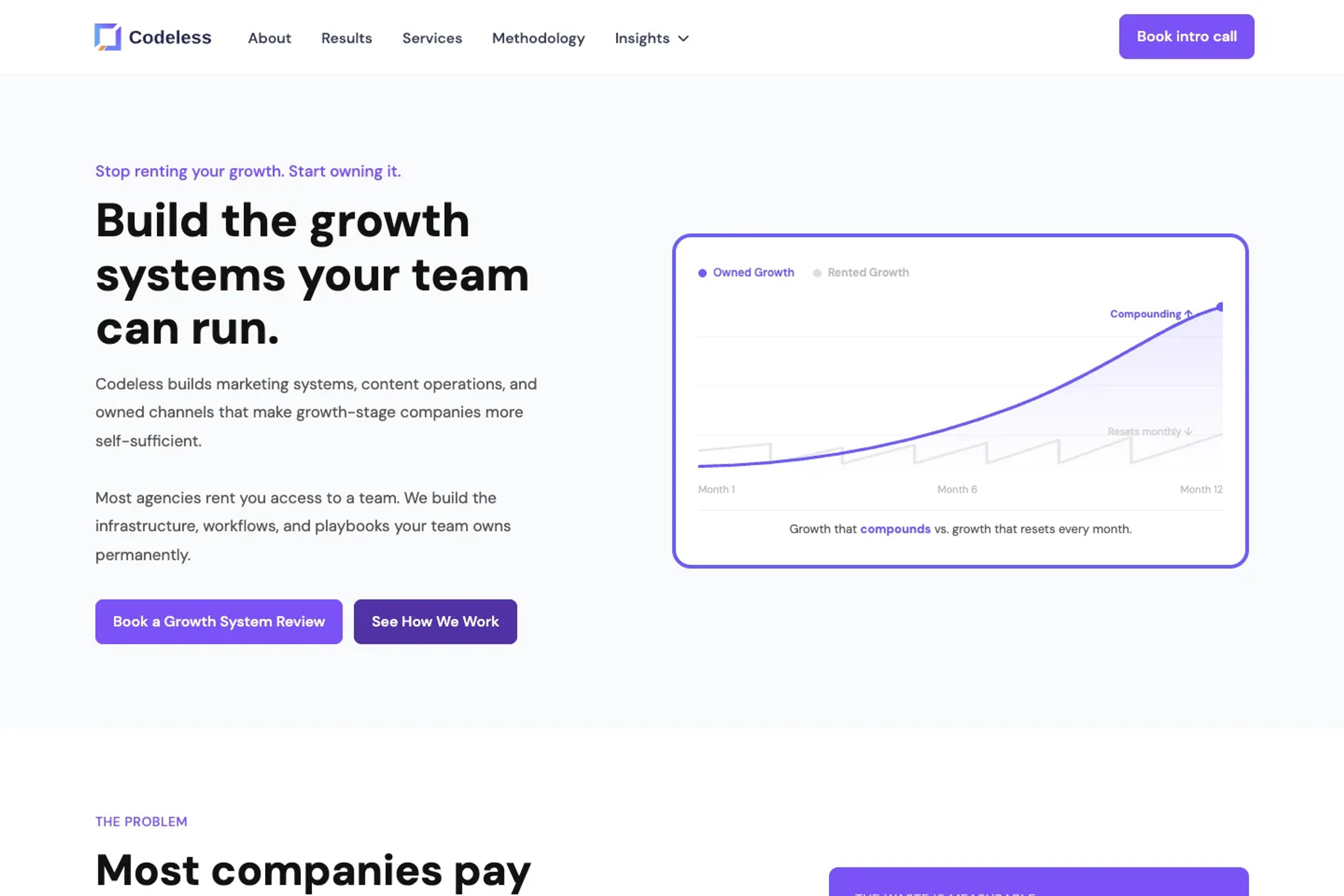 Codeless website homepage