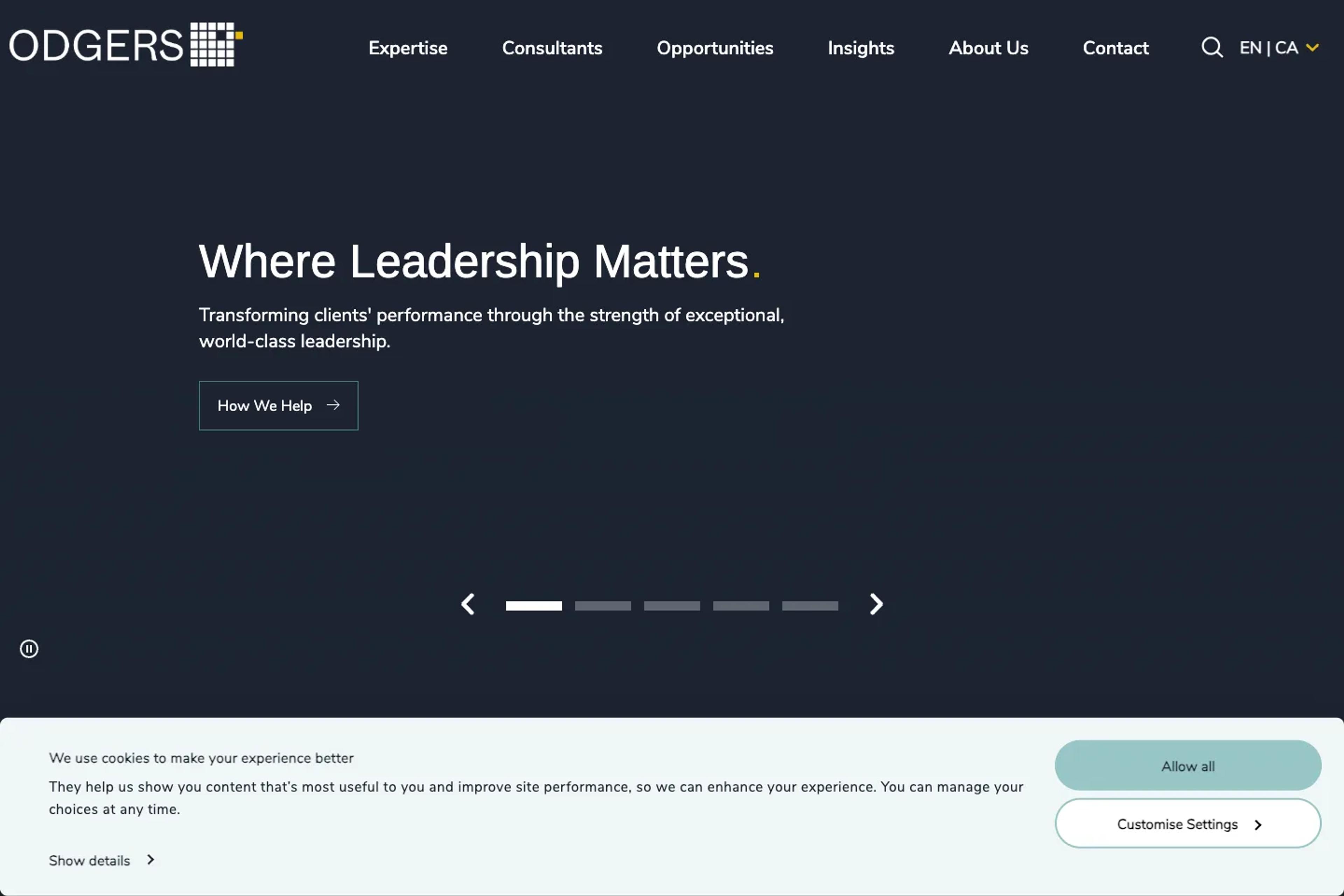 Odgers website homepage