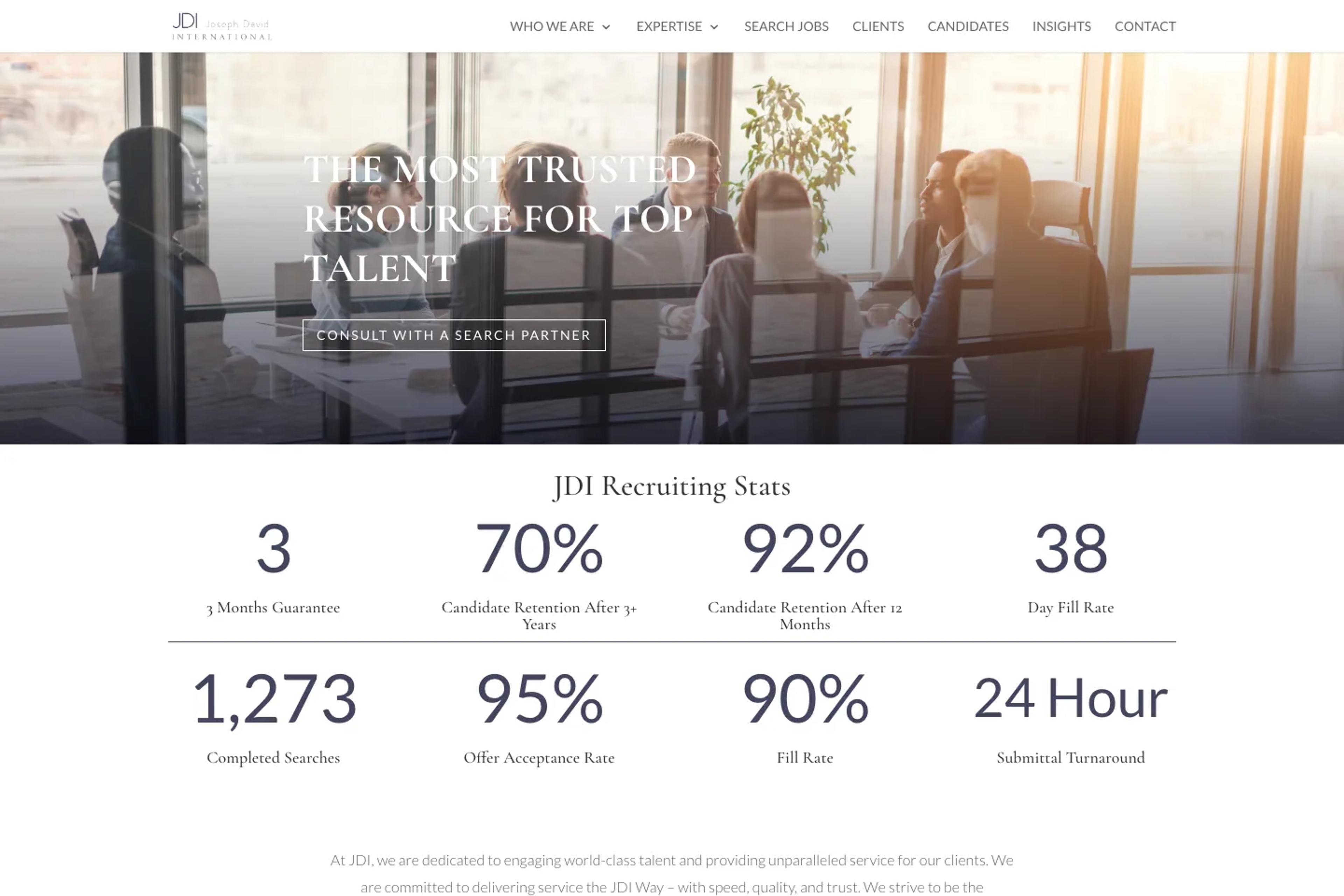JDI Search website homepage