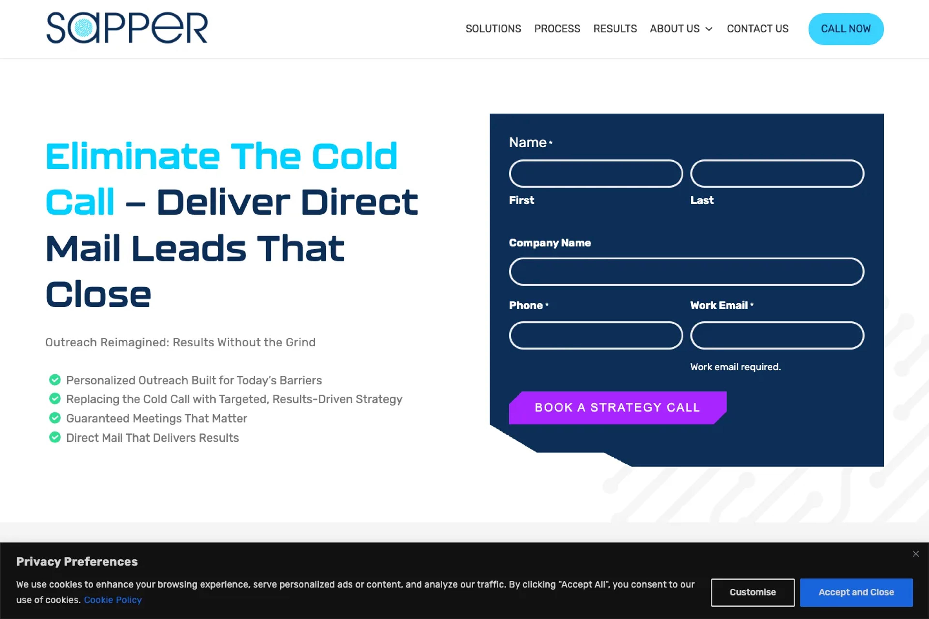 Sapper Consulting website homepage
