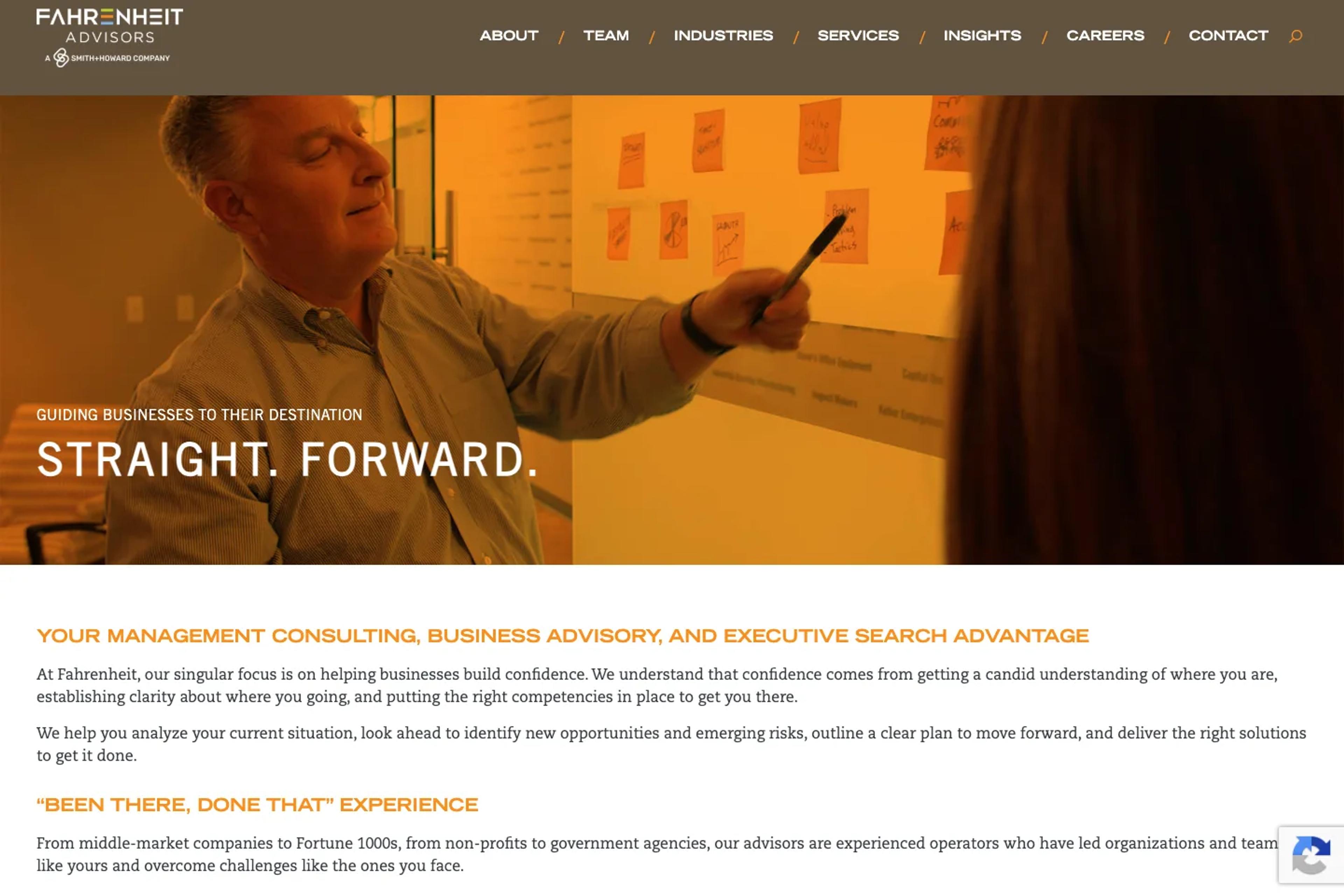 Fahrenheit Advisors website homepage