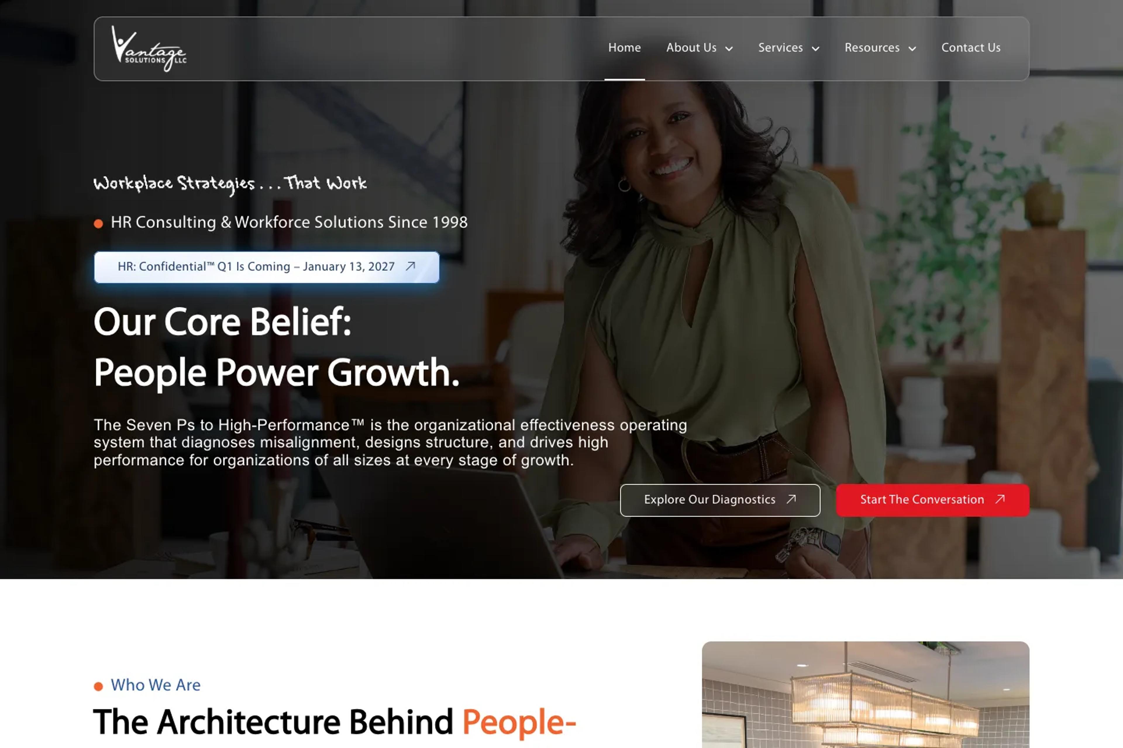 Vantage Solutions website homepage