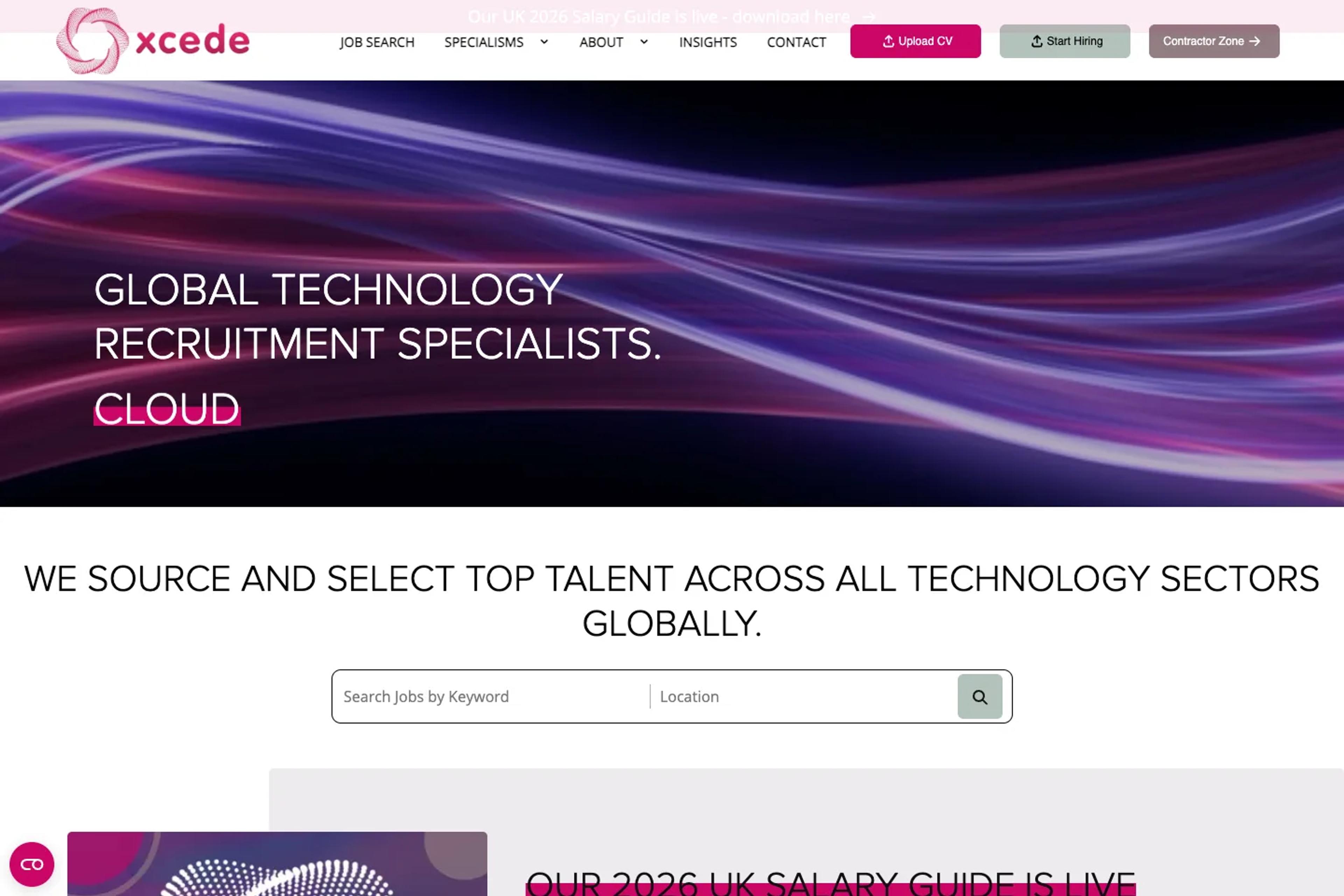 Xcede website homepage