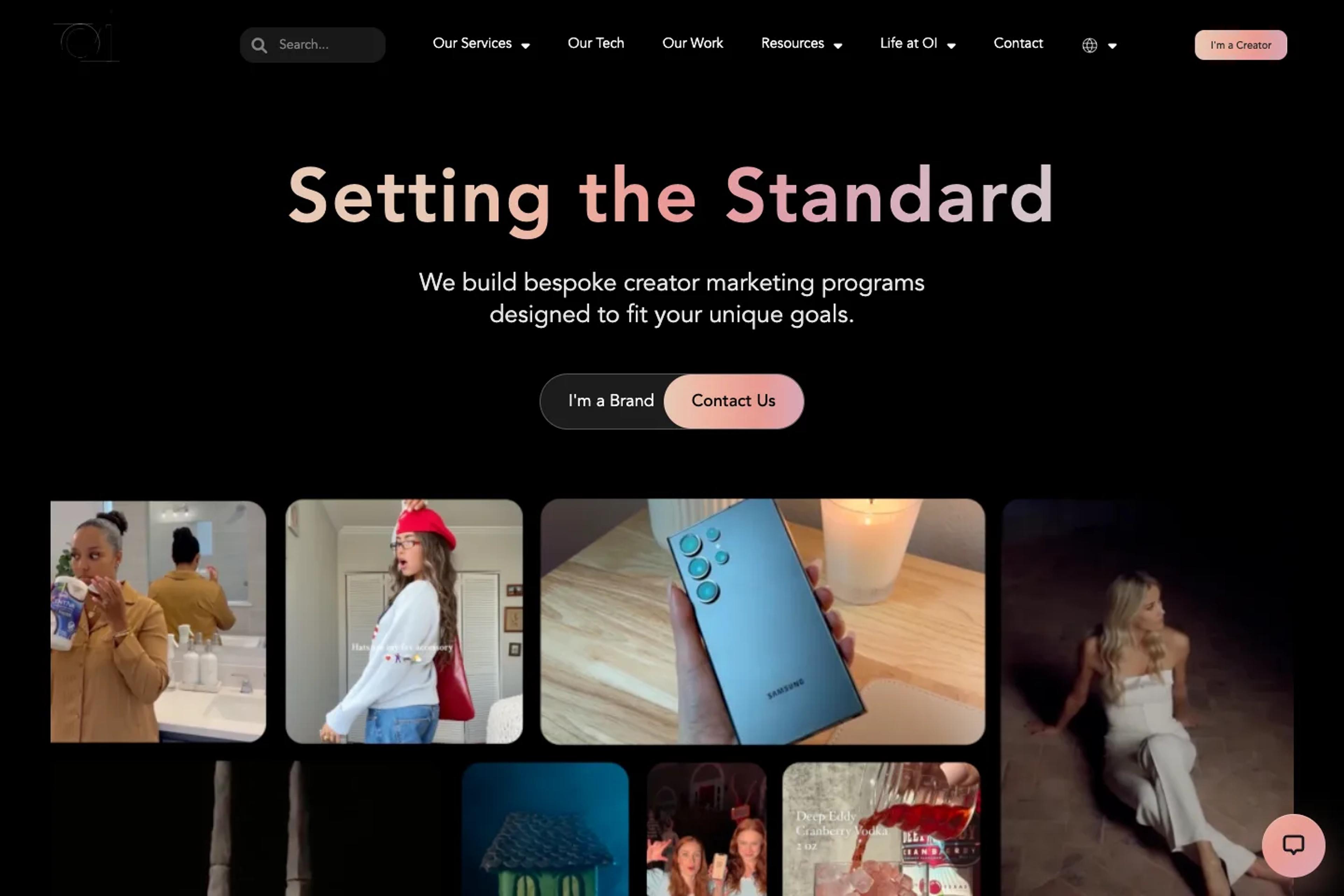 Open Influence website homepage