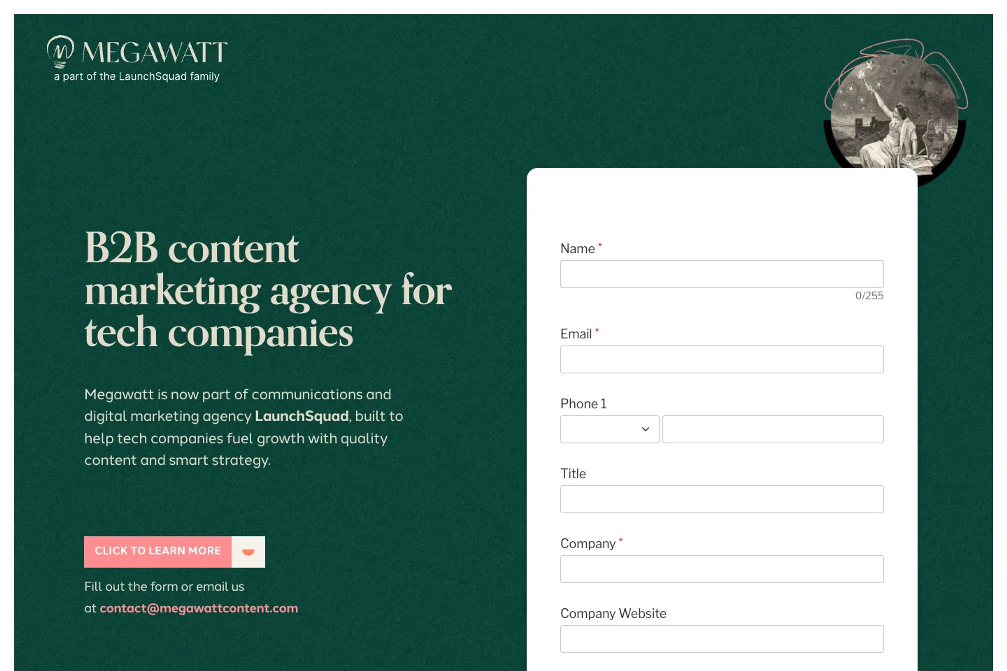 Megawatt website homepage