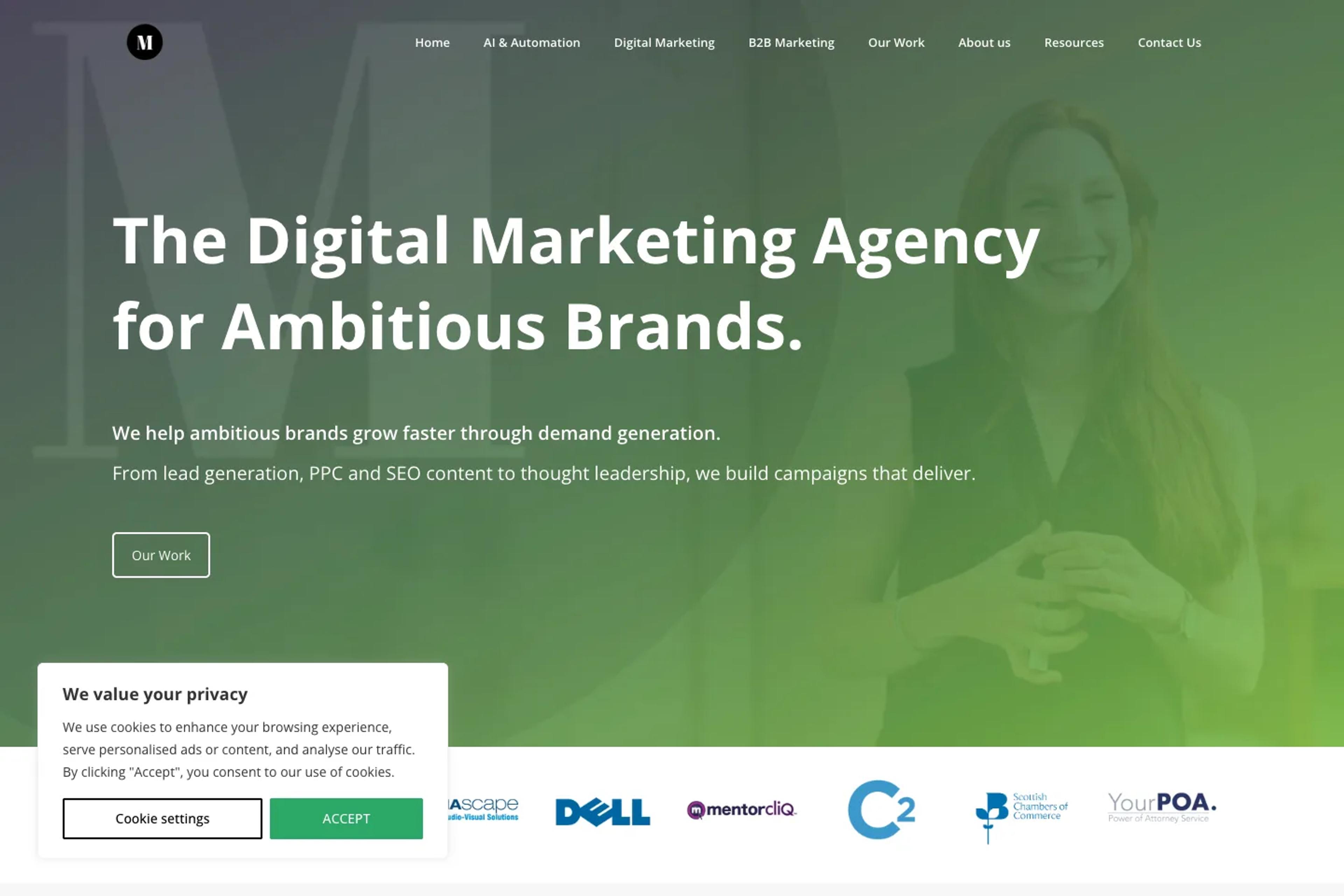 Munro Agency website homepage