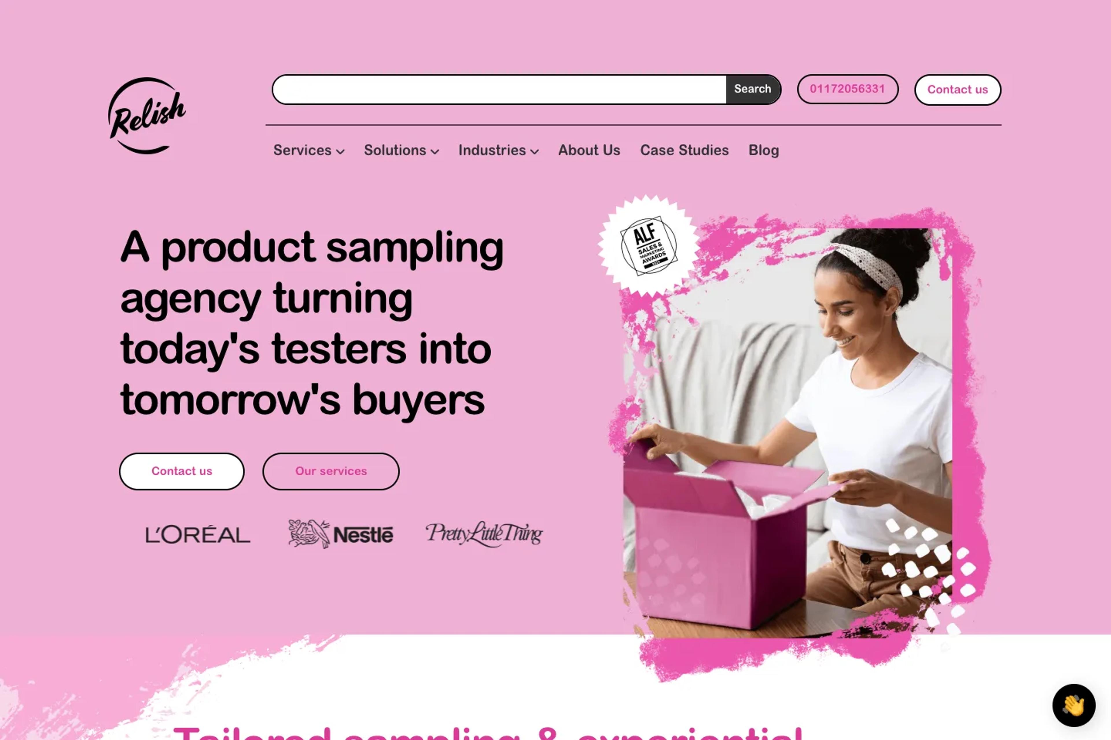 Relish website homepage