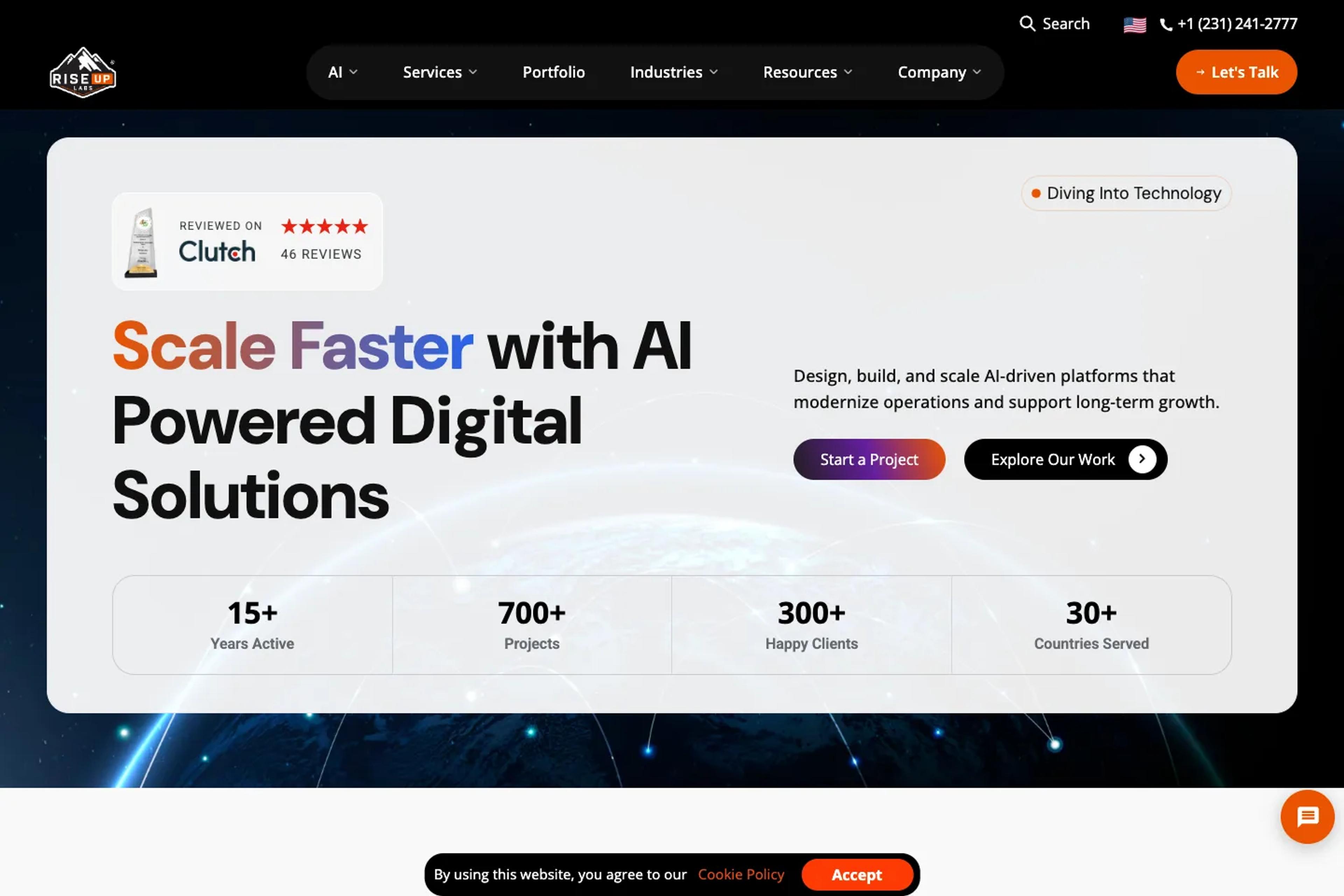 Riseup Labs website homepage