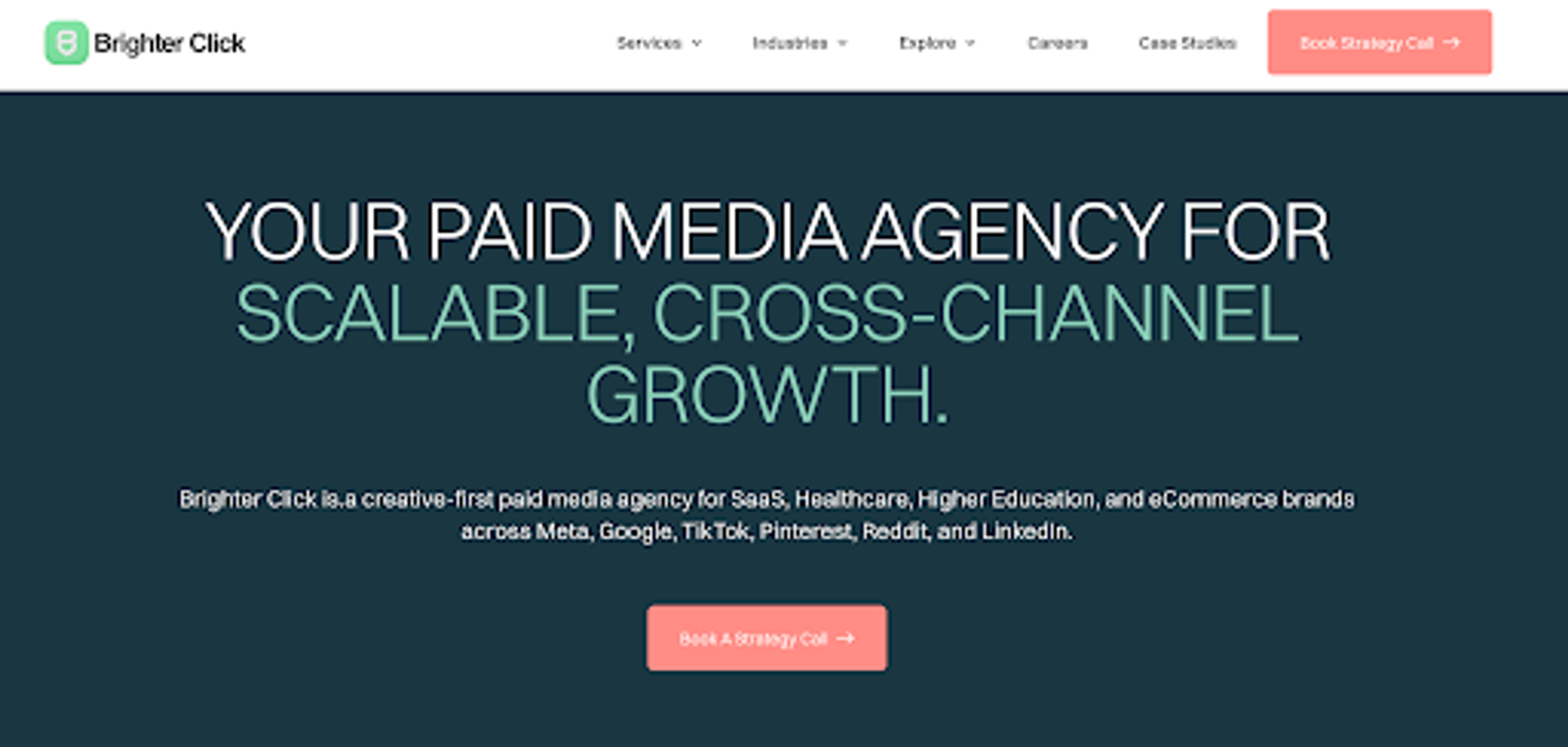 brighterclick homepage screenshot