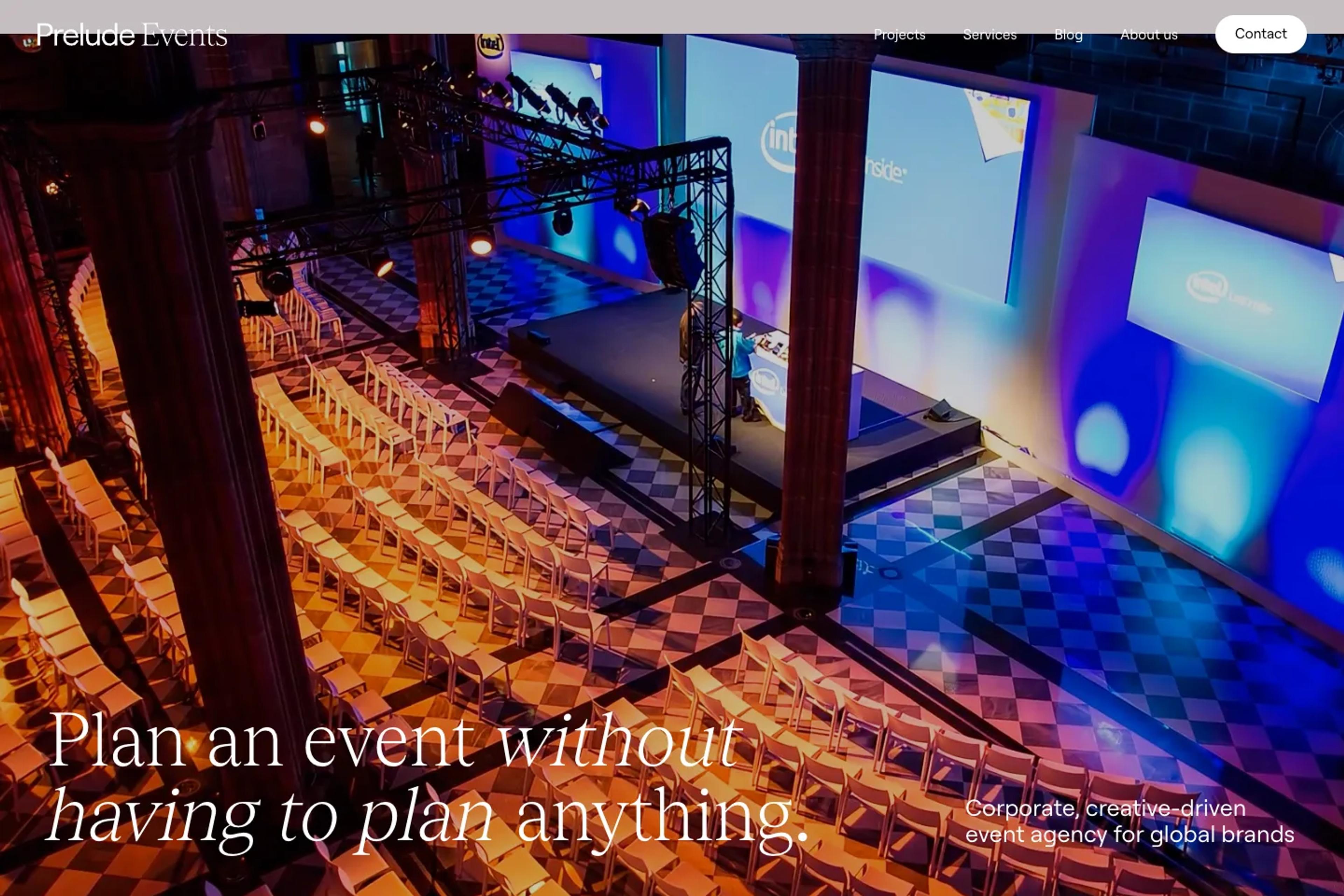 Prelude Events website homepage