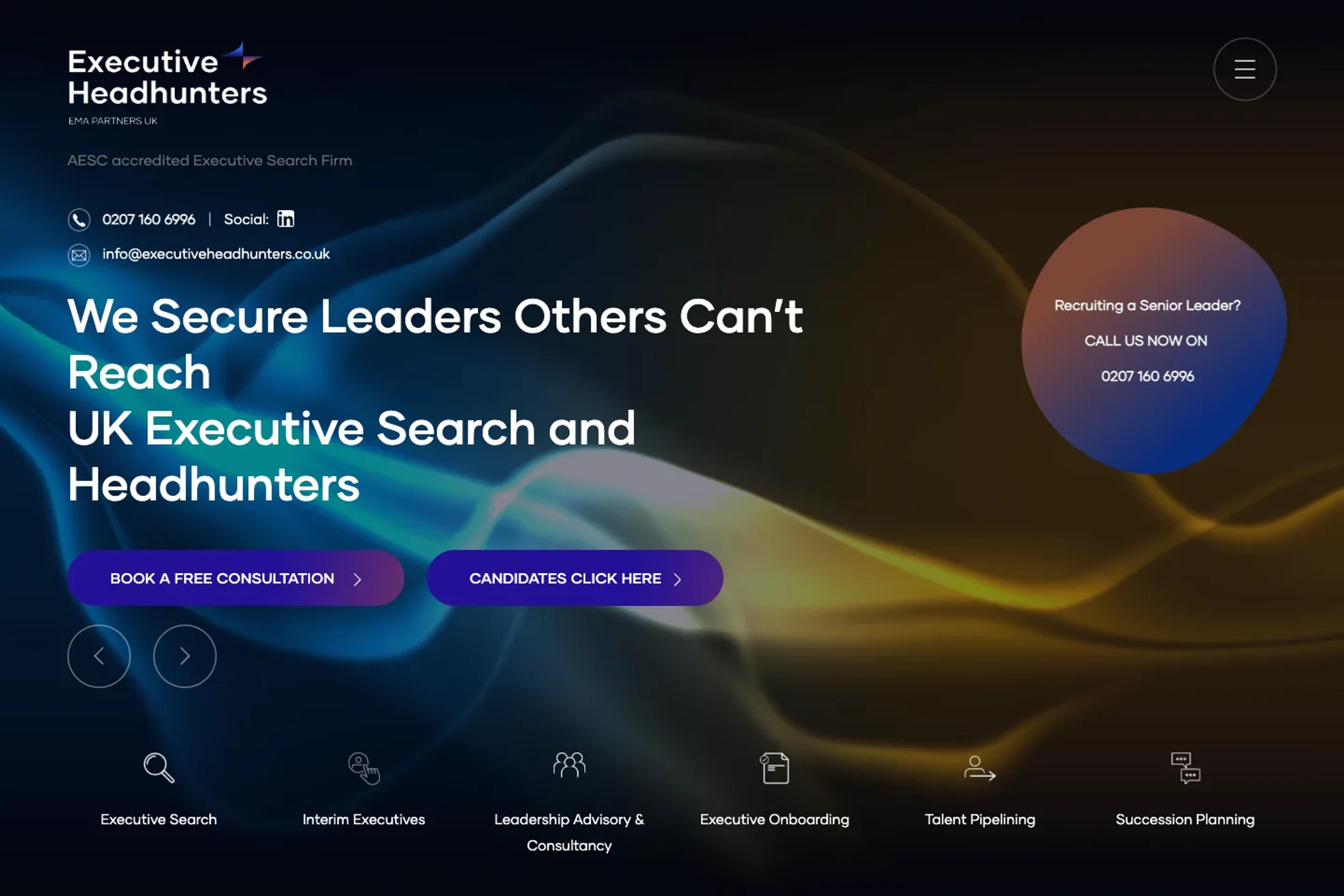 Executive Headhunters website homepage