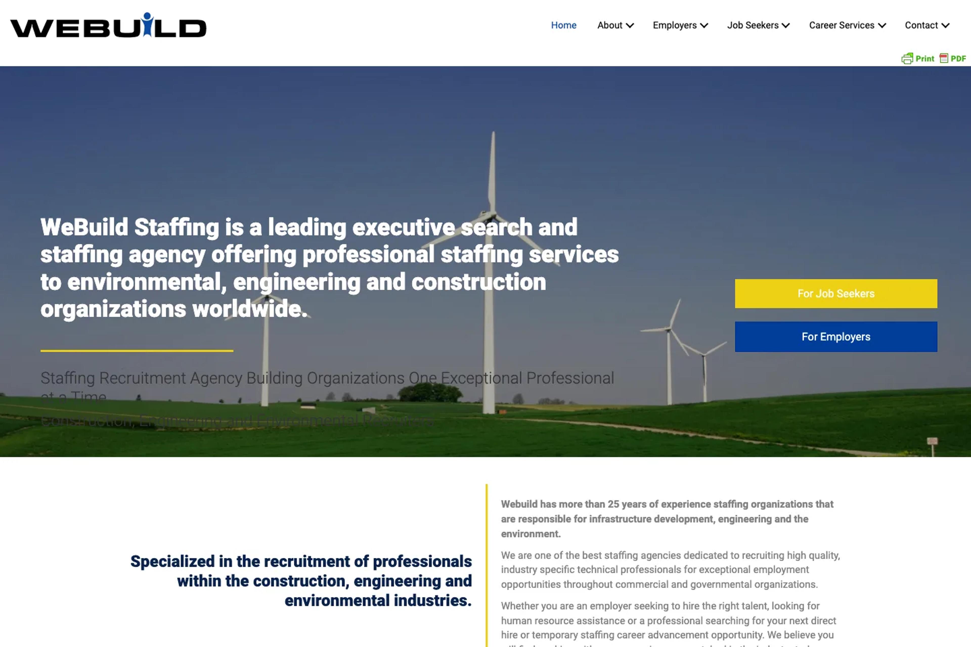 Webuild Staffing website homepage