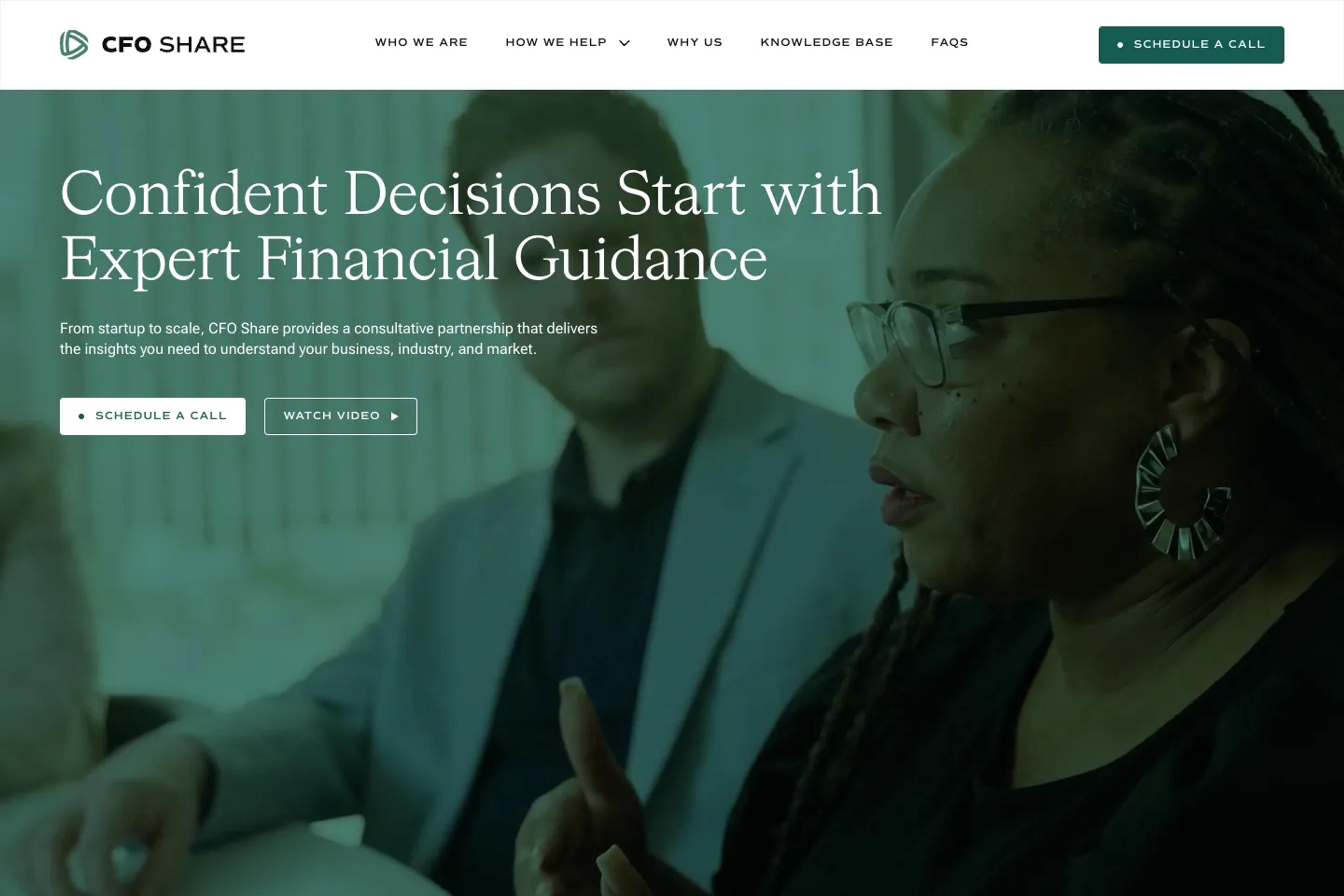 CFO Share website homepage