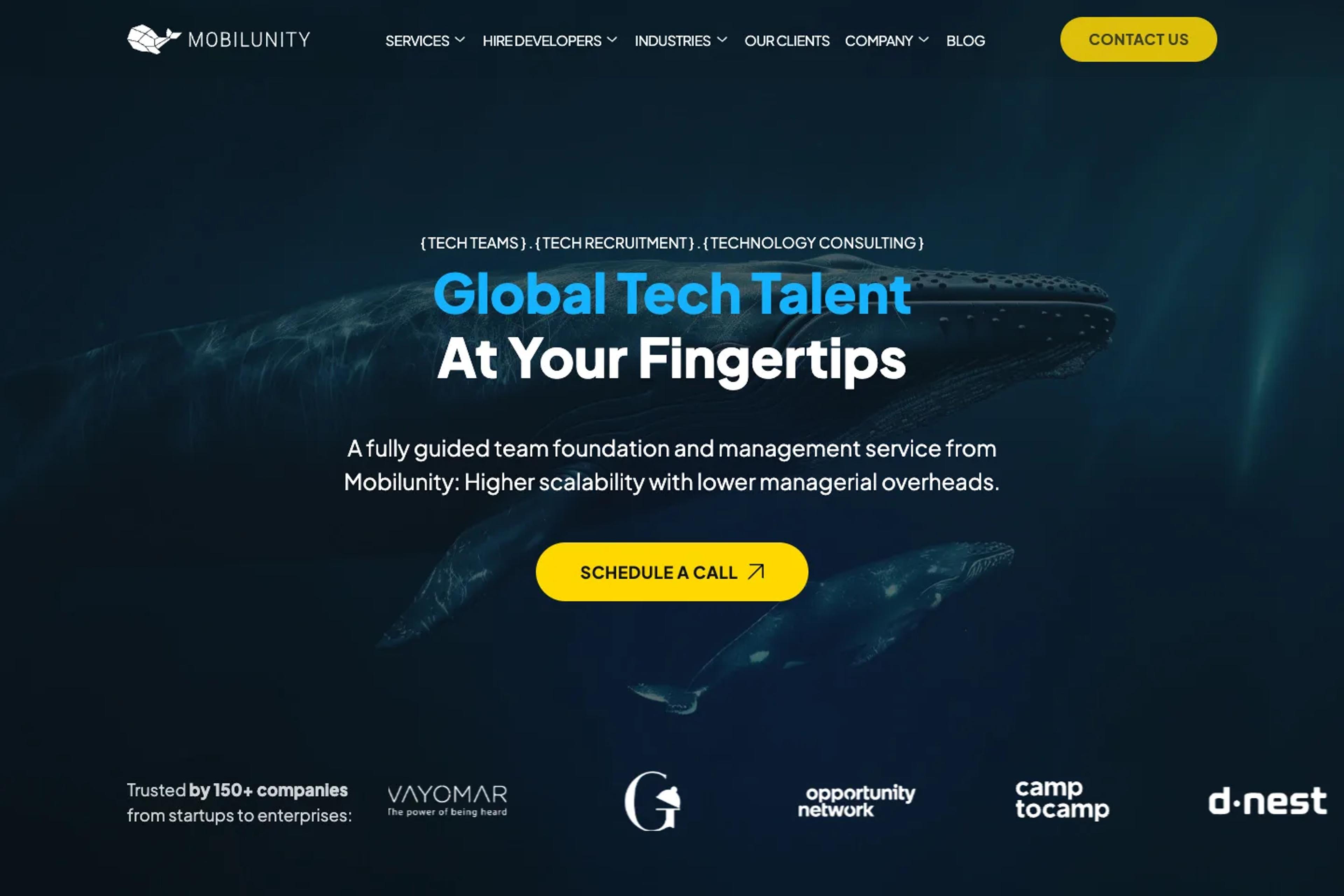 Mobilunity website homepage