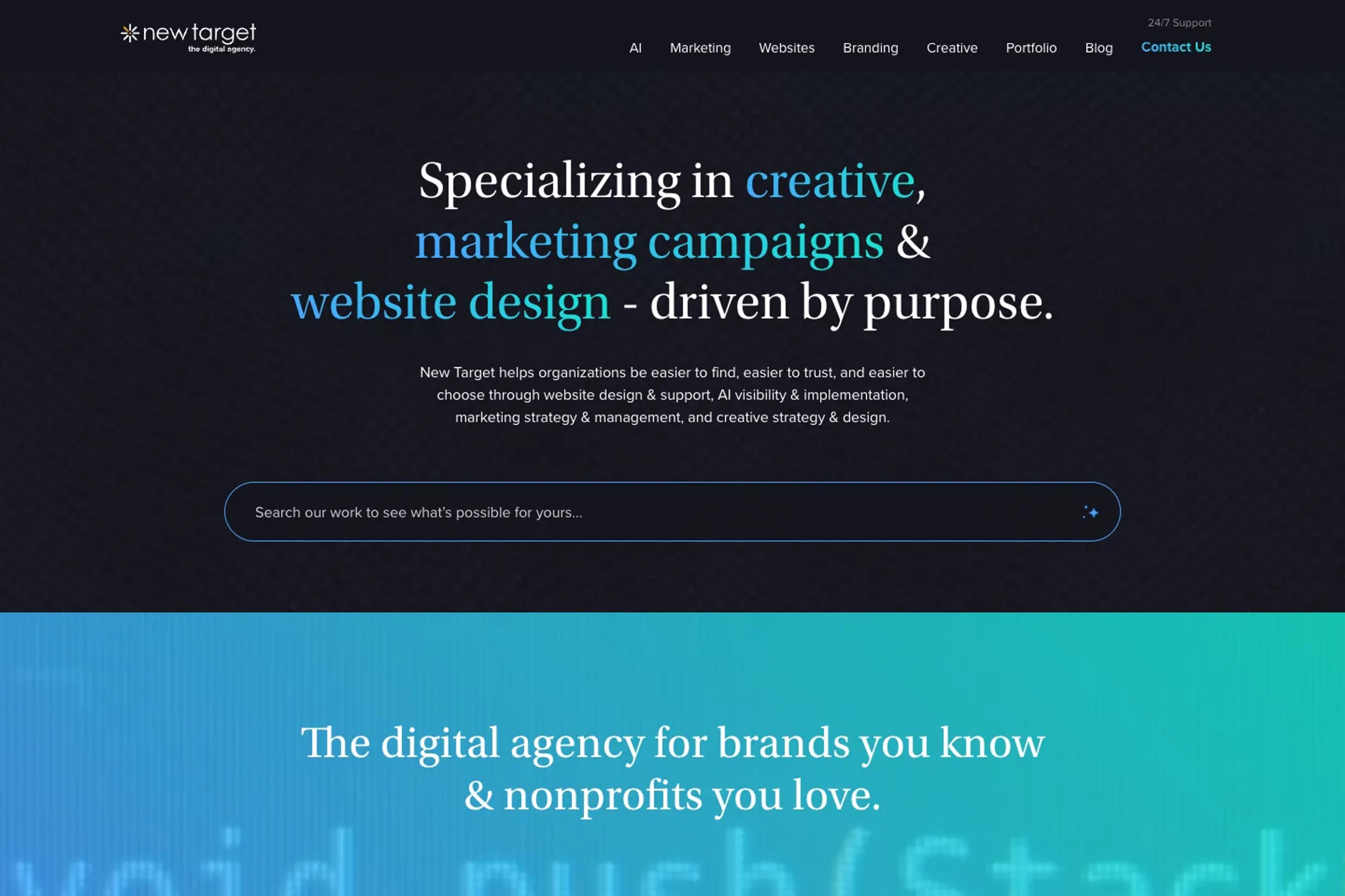 New Target website homepage