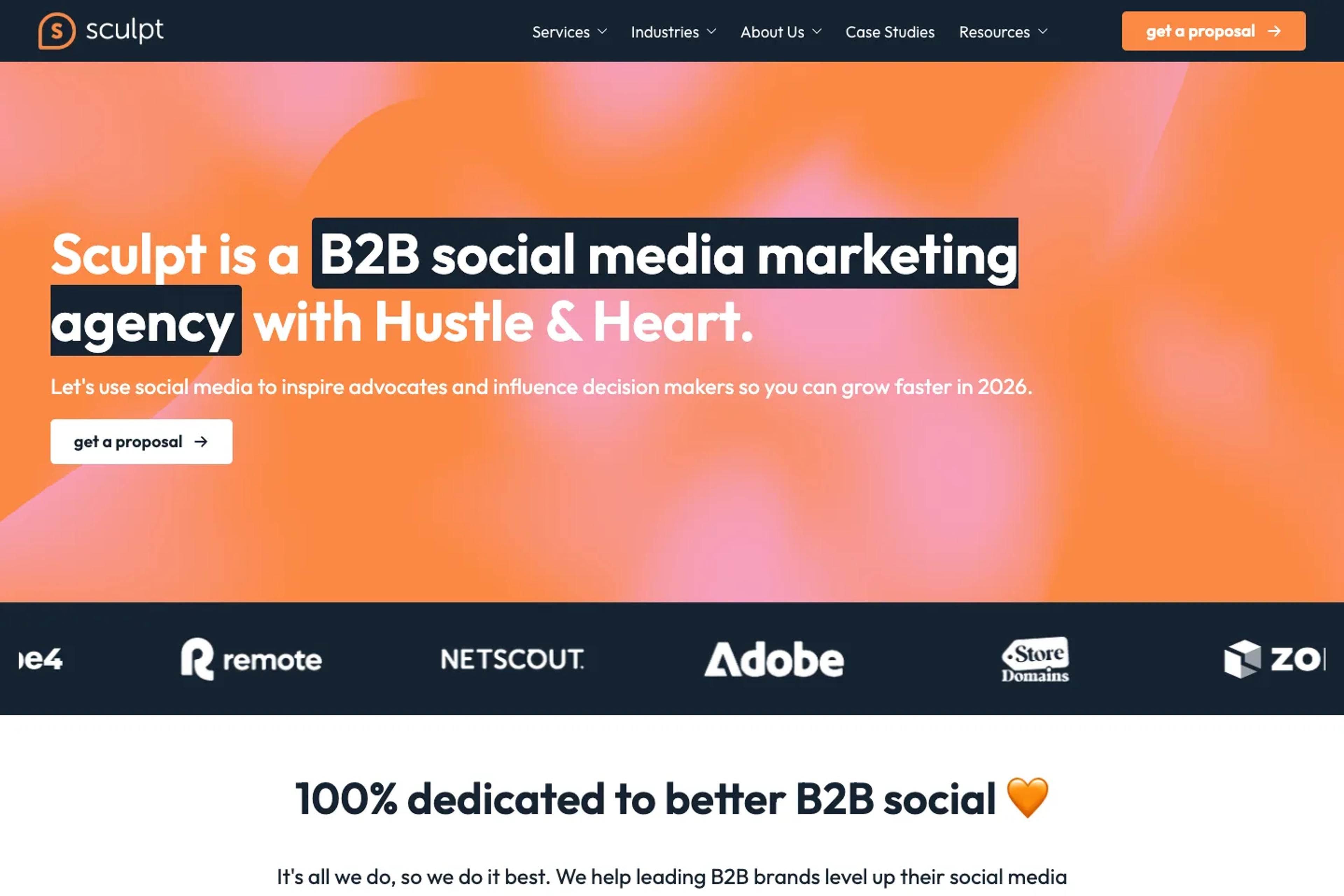 Sculpt website homepage