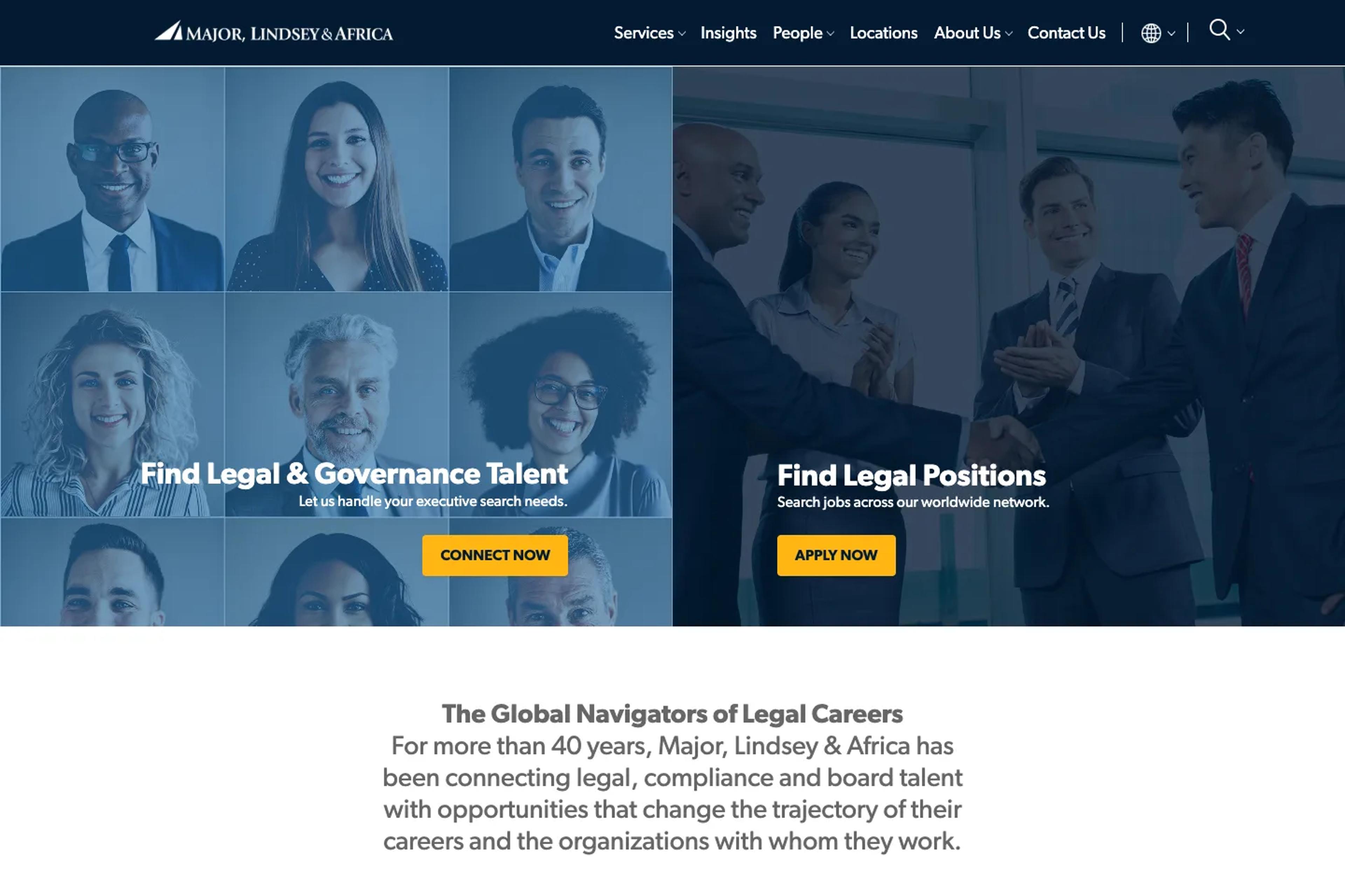 Major, Lindsey & Africa website homepage