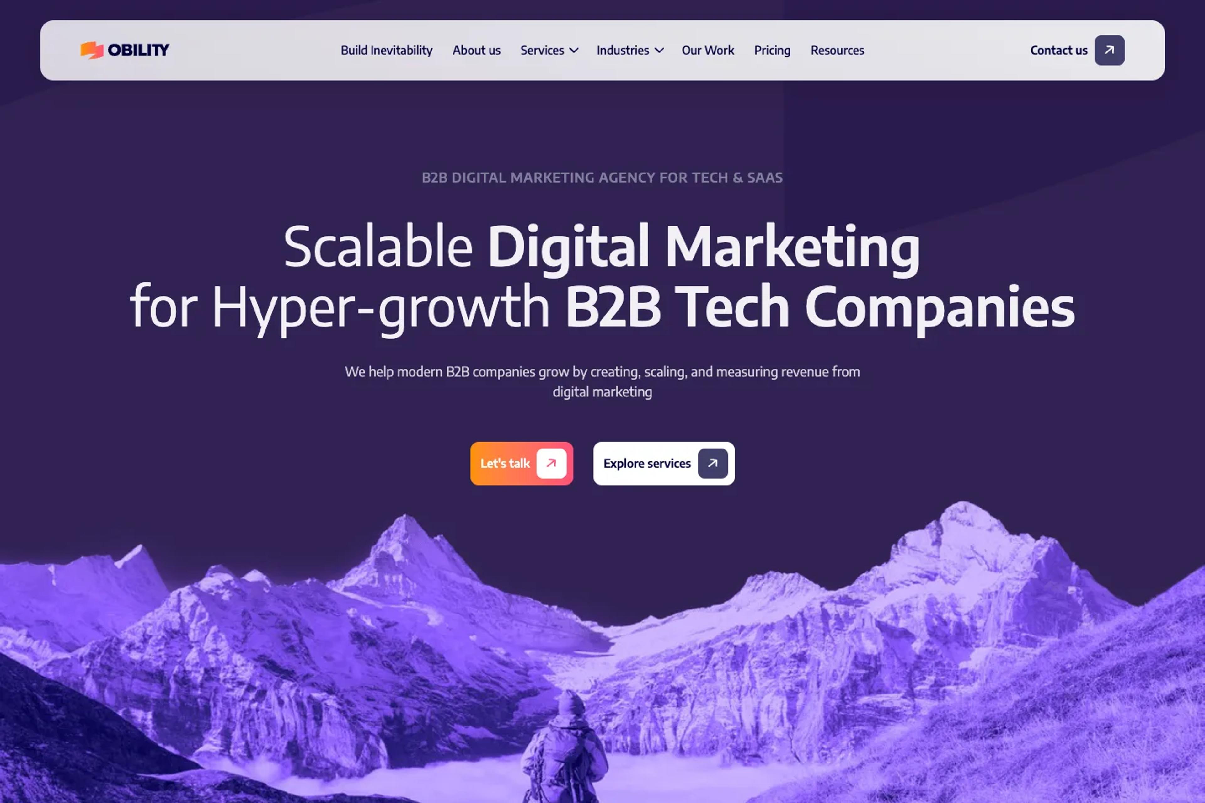 Obility website homepage