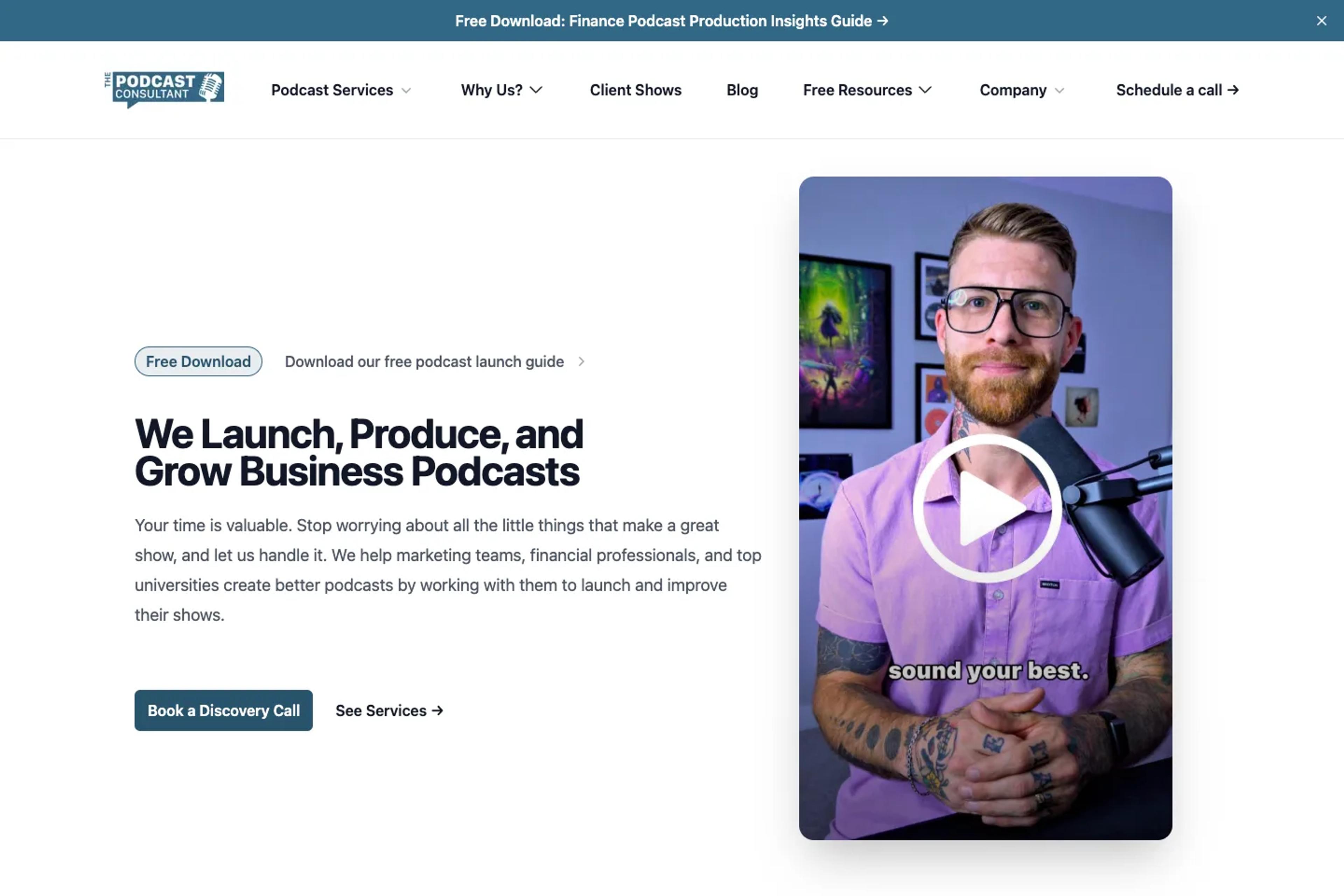 The Podcast Consultant website homepage