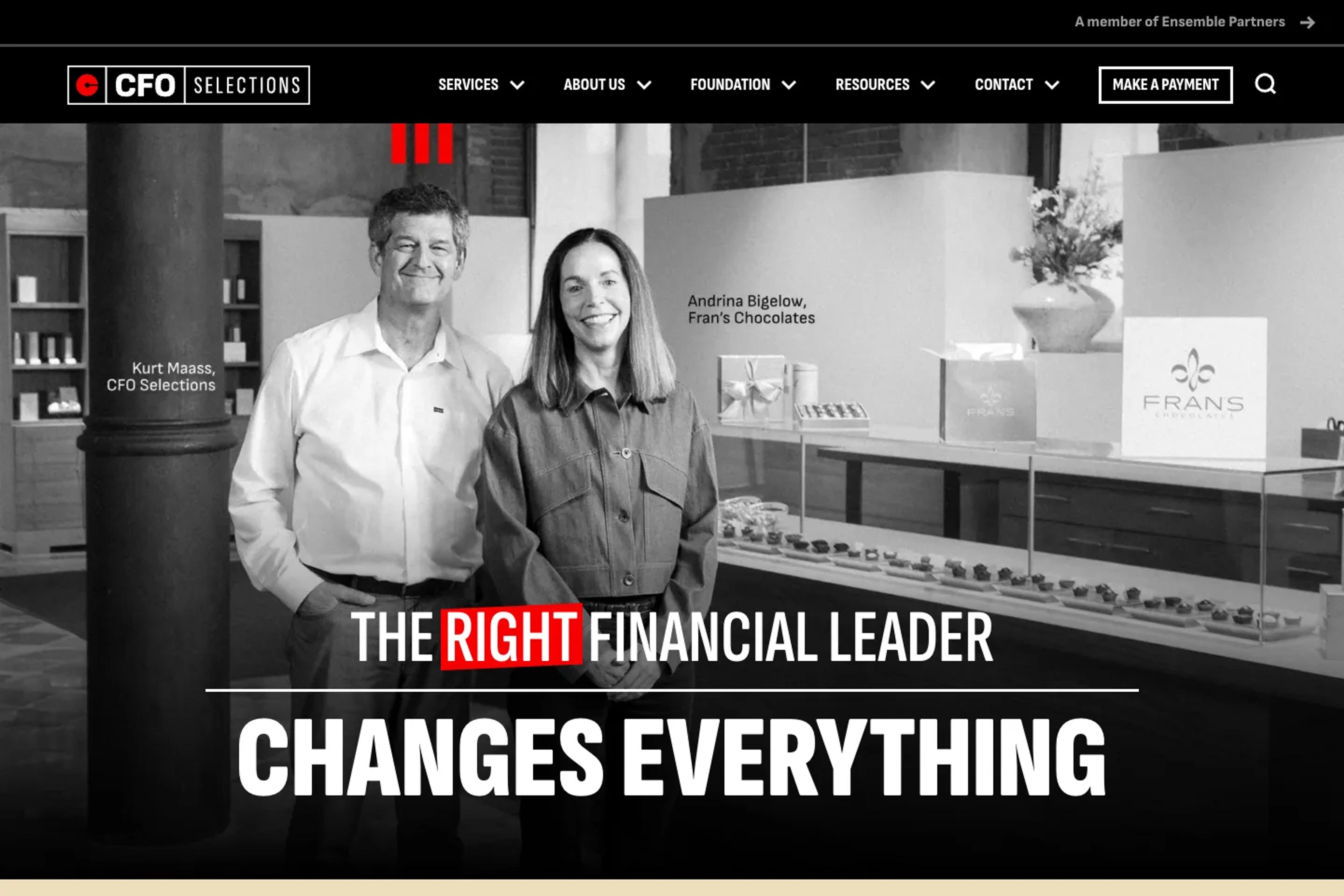 CFO Selections website homepage