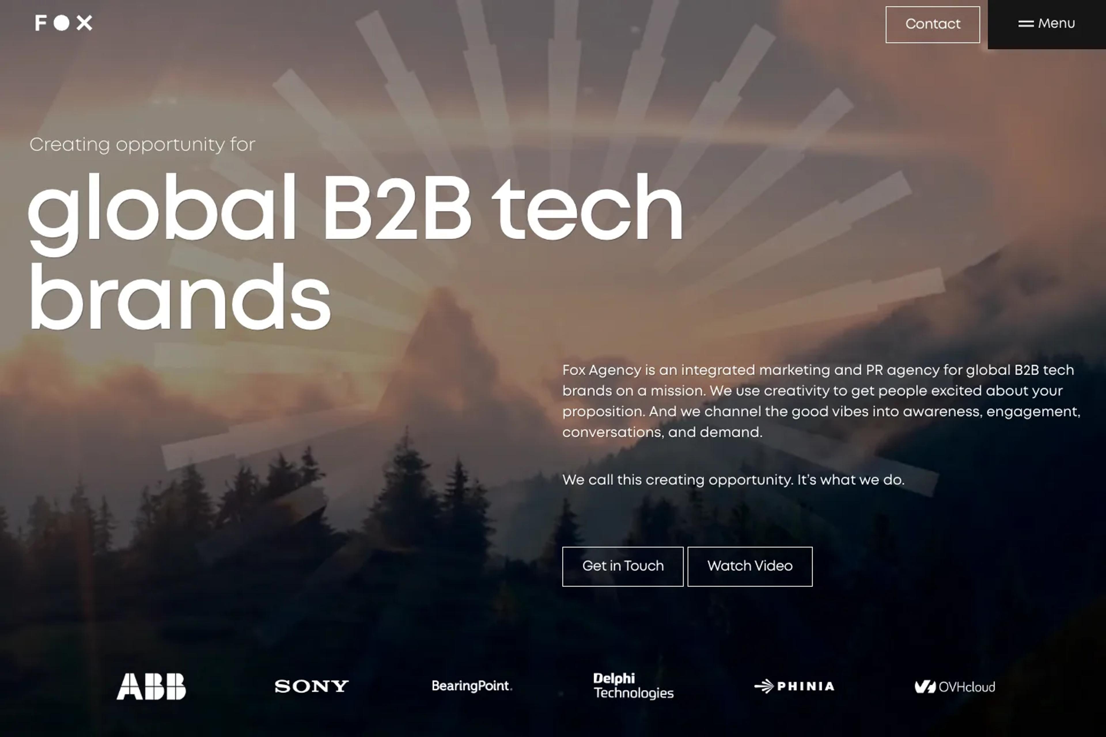 Fox Agency website homepage