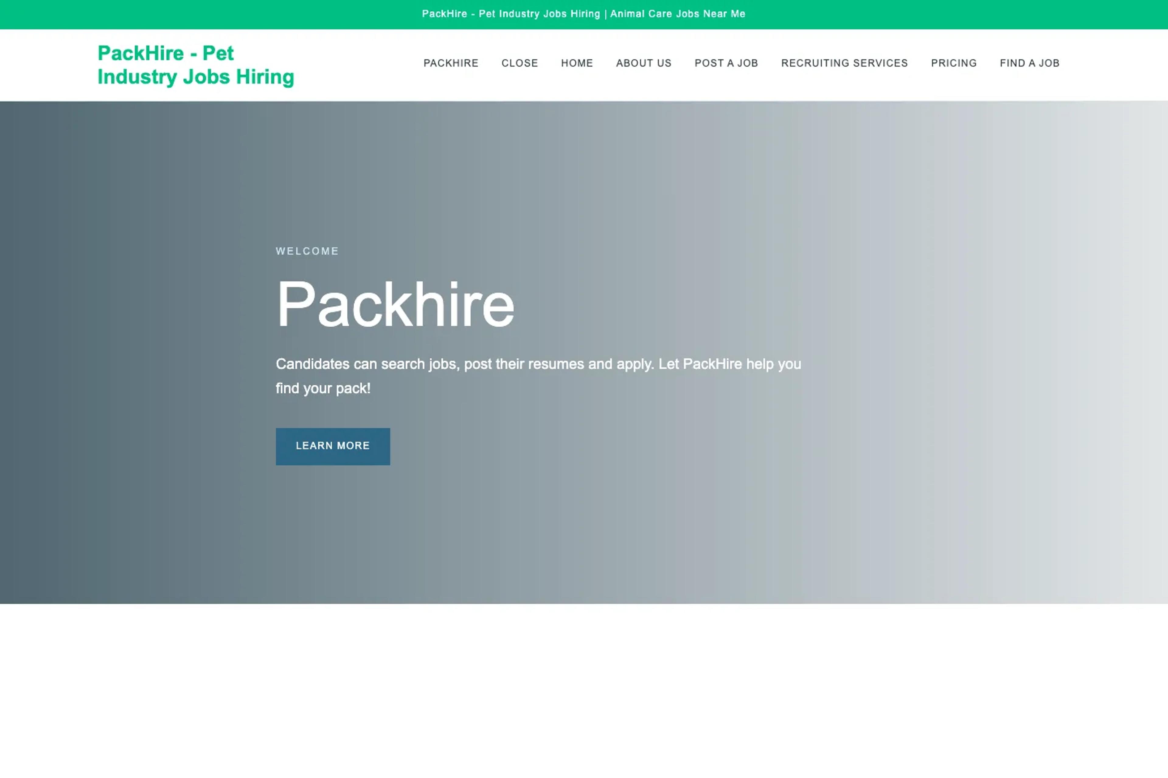 PackHire website homepage