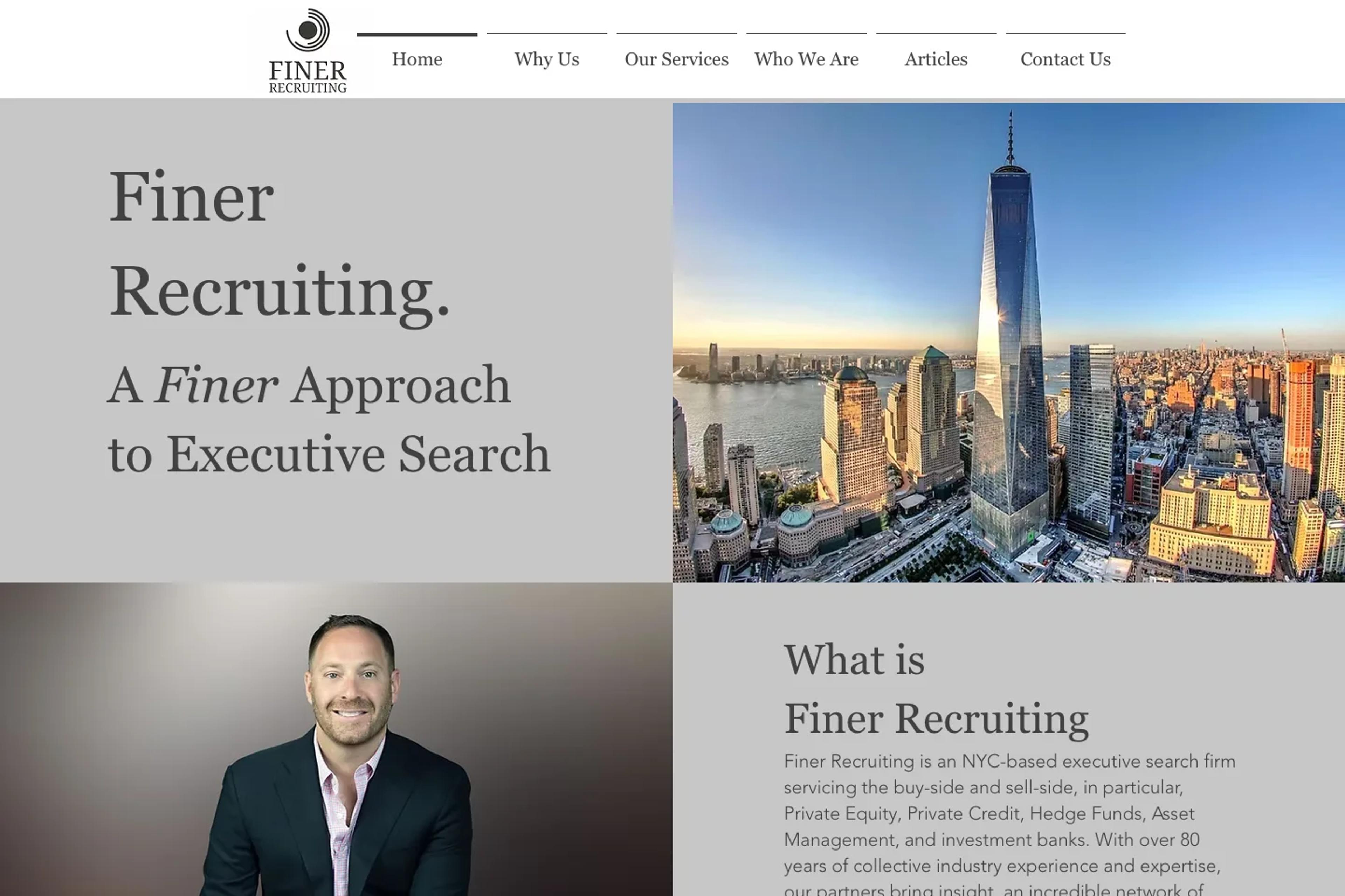 Finer Recruiting website homepage