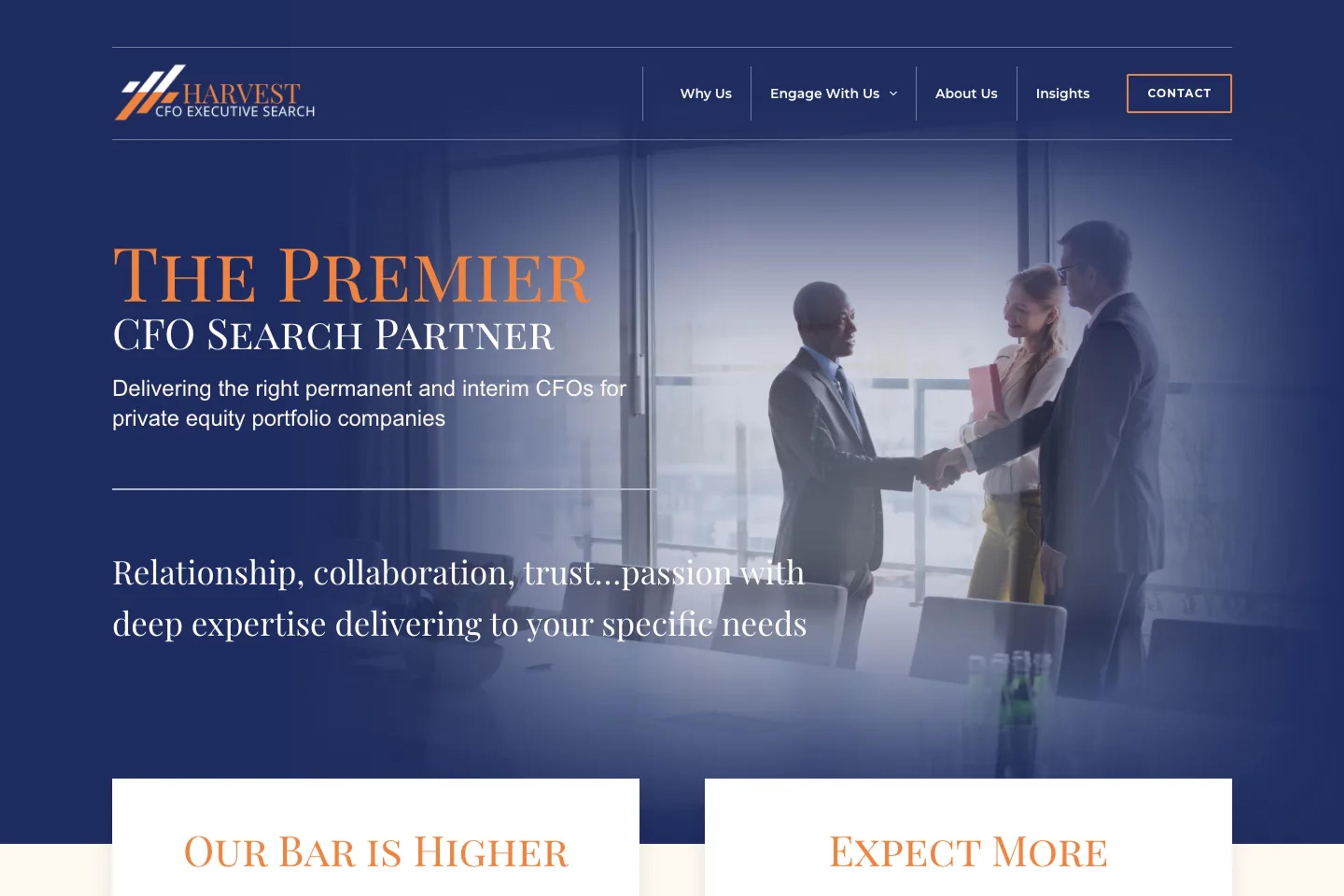 Harvest CFO website homepage